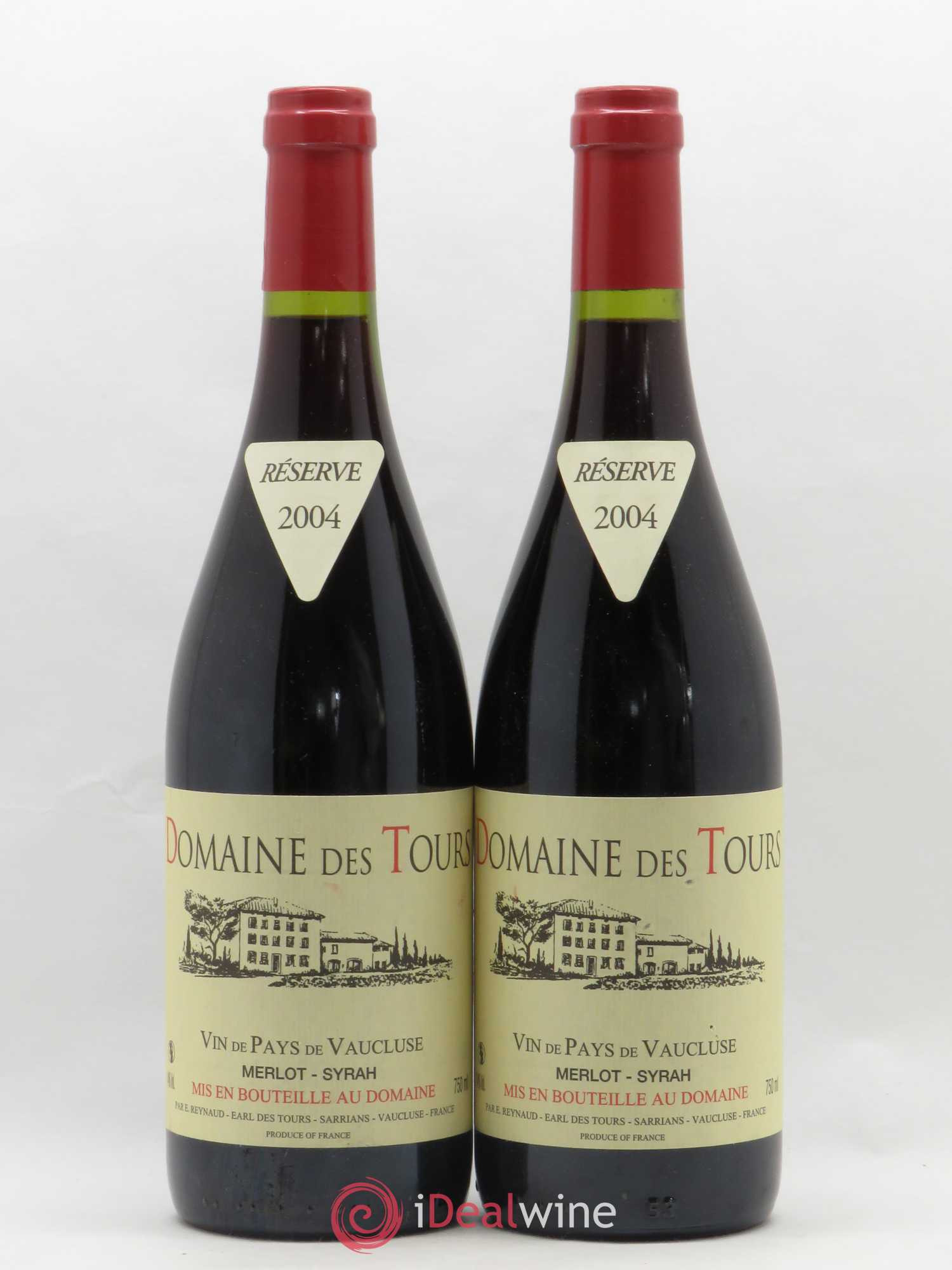 Vaucluse Domaine des Tours Merlot-Syrah Emmanuel Reynaud 2004 - Lot de 2 bouteilles - 0