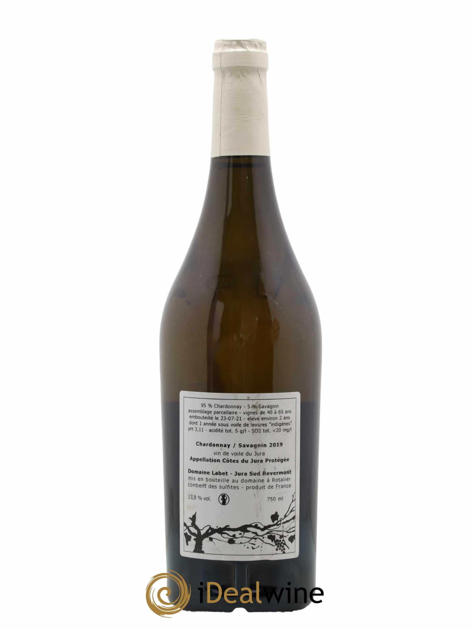 Côtes du Jura Vin de Voile Chardonnay-Savagnin cuvée de garde Romain - Julien - Charline Labet 2019 - Lot de 1 bouteille - 1