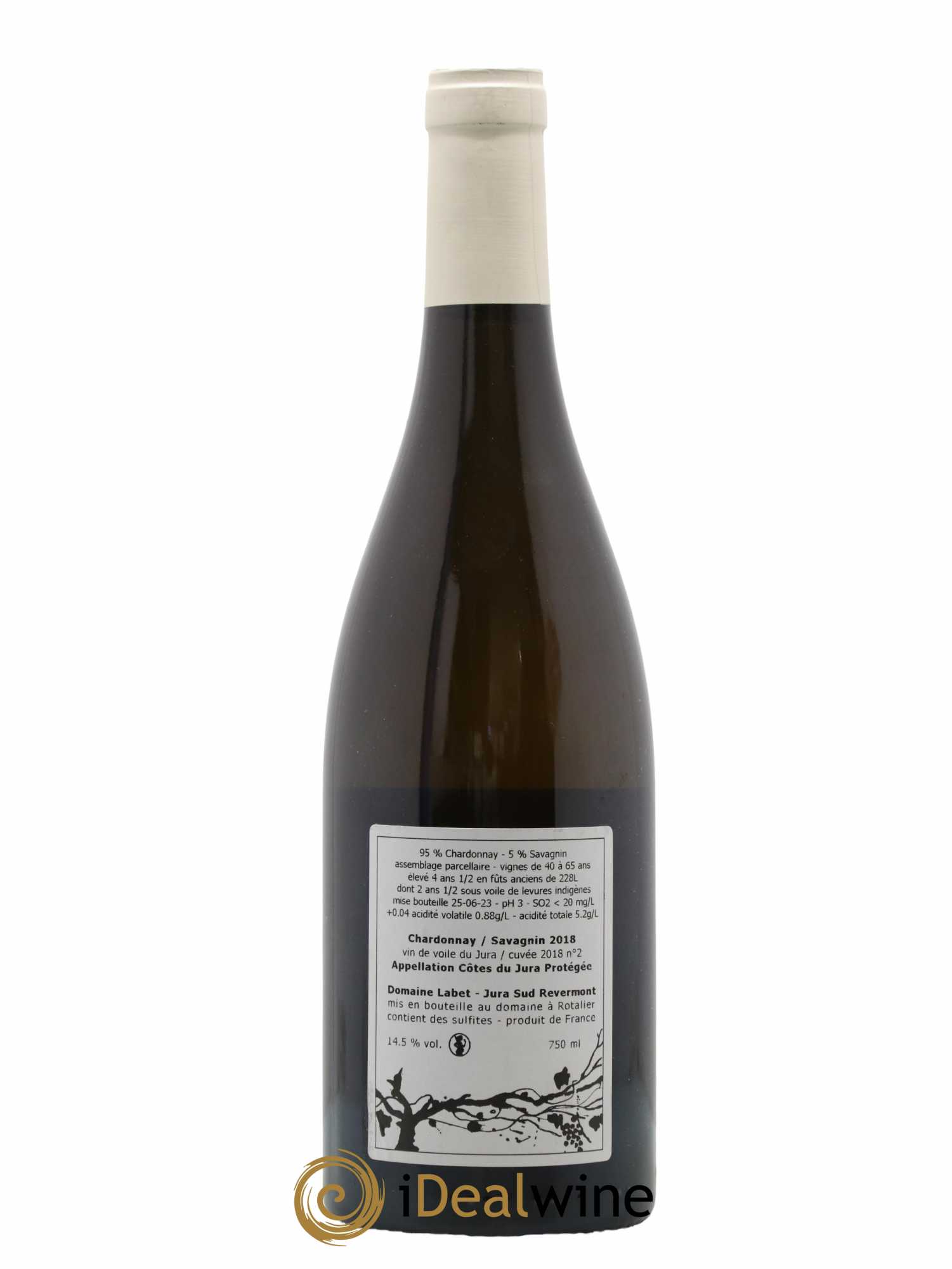 Côtes du Jura Vin de Voile Chardonnay-Savagnin cuvée de garde Romain - Julien - Charline Labet 2018 - Lot de 1 bouteille - 1
