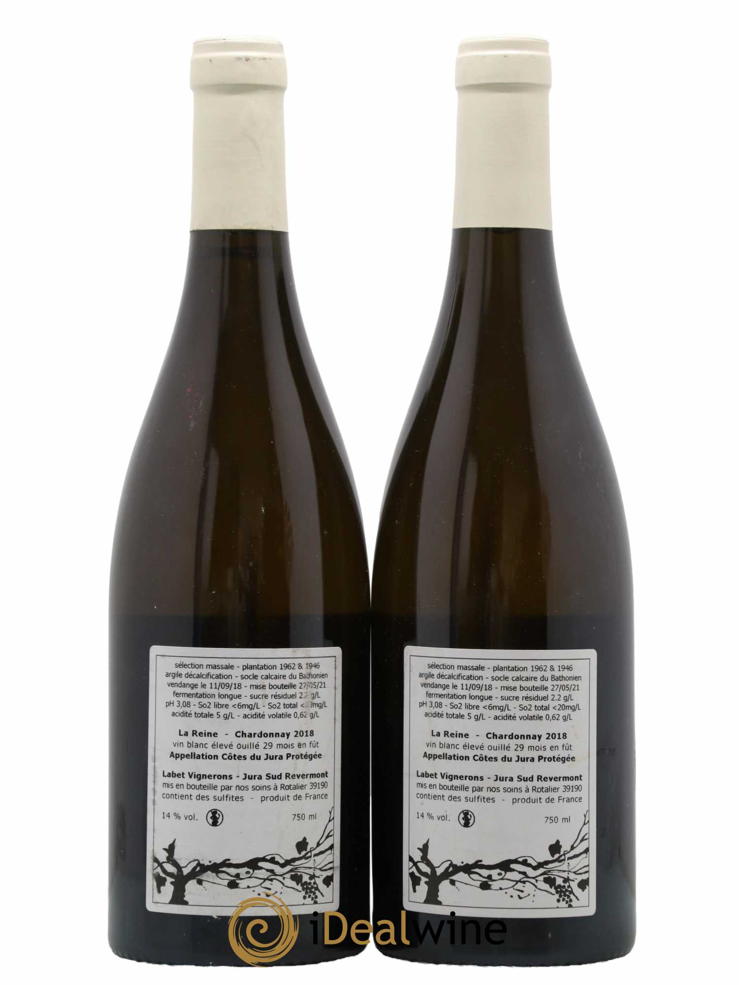 Côtes du Jura Chardonnay La Reine Romain - Julien - Charline Labet 2018 - Lot de 2 bouteilles - 1