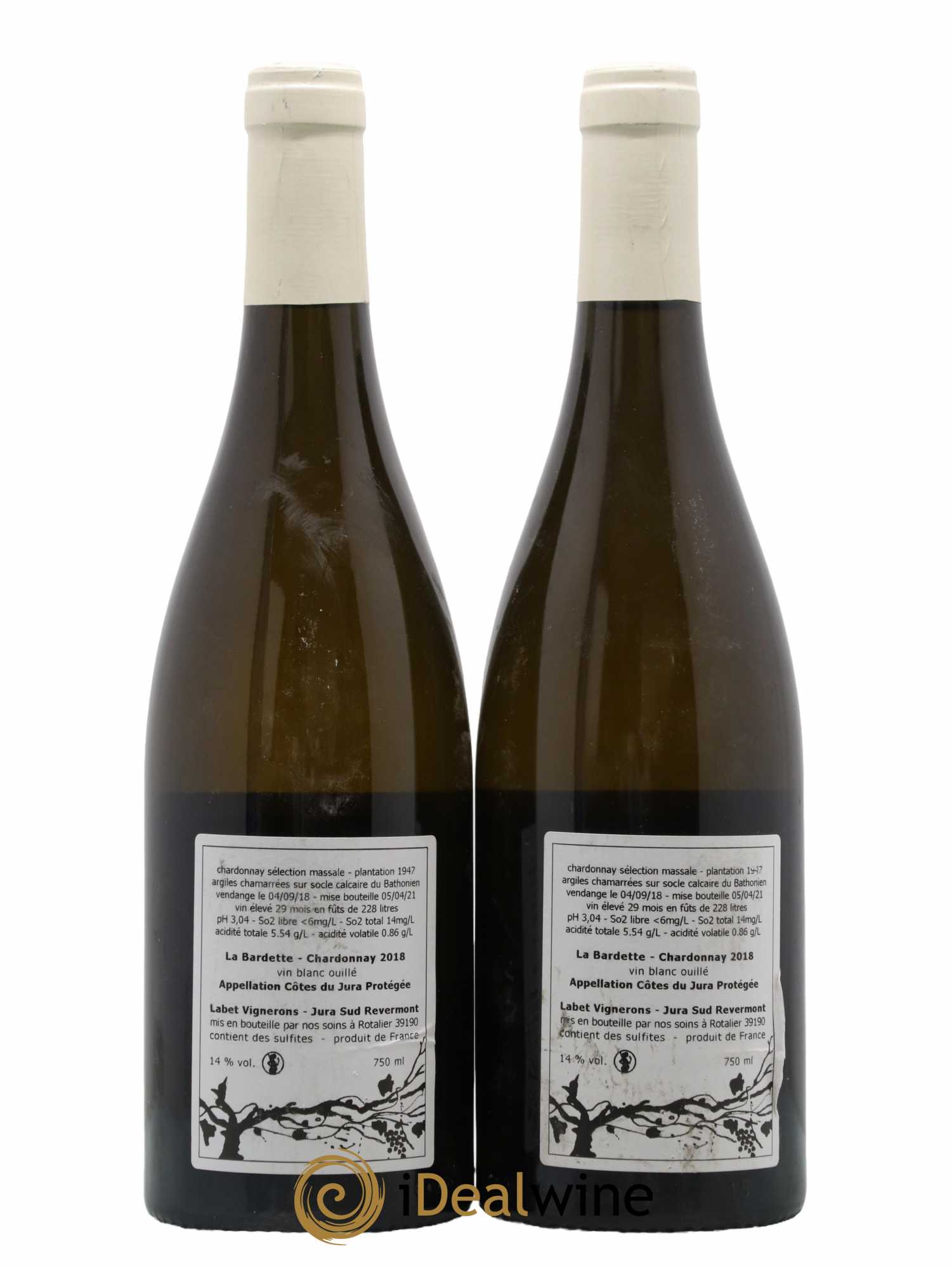 Côtes du Jura Chardonnay La Bardette Romain - Julien - Charline Labet 2018 - Lot de 2 bouteilles - 1