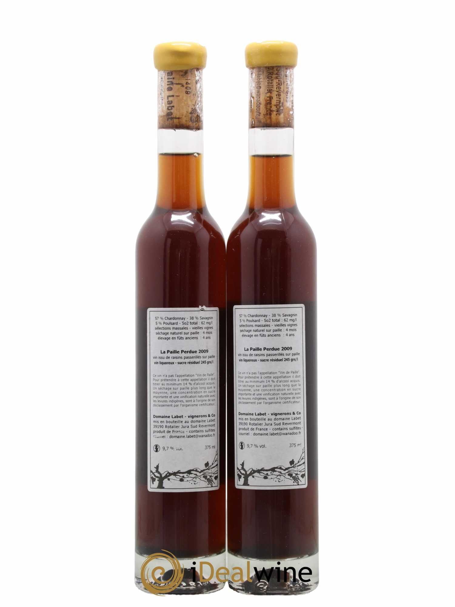 Côtes du Jura Vin de Paille La Paille Perdue Domaine Julien Labet 2009 - Posten von 2 Demi-Flaschen - 1