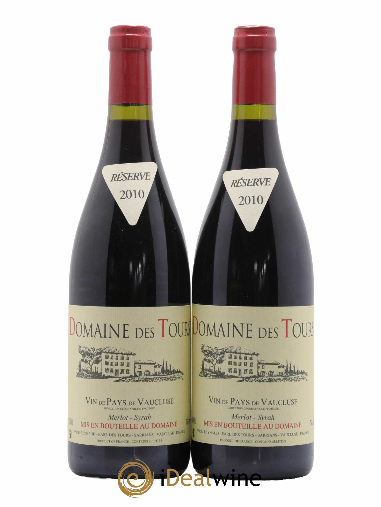 Vaucluse Domaine des Tours Merlot-Syrah Emmanuel Reynaud 2010 - Lot de 2 bouteilles - 0