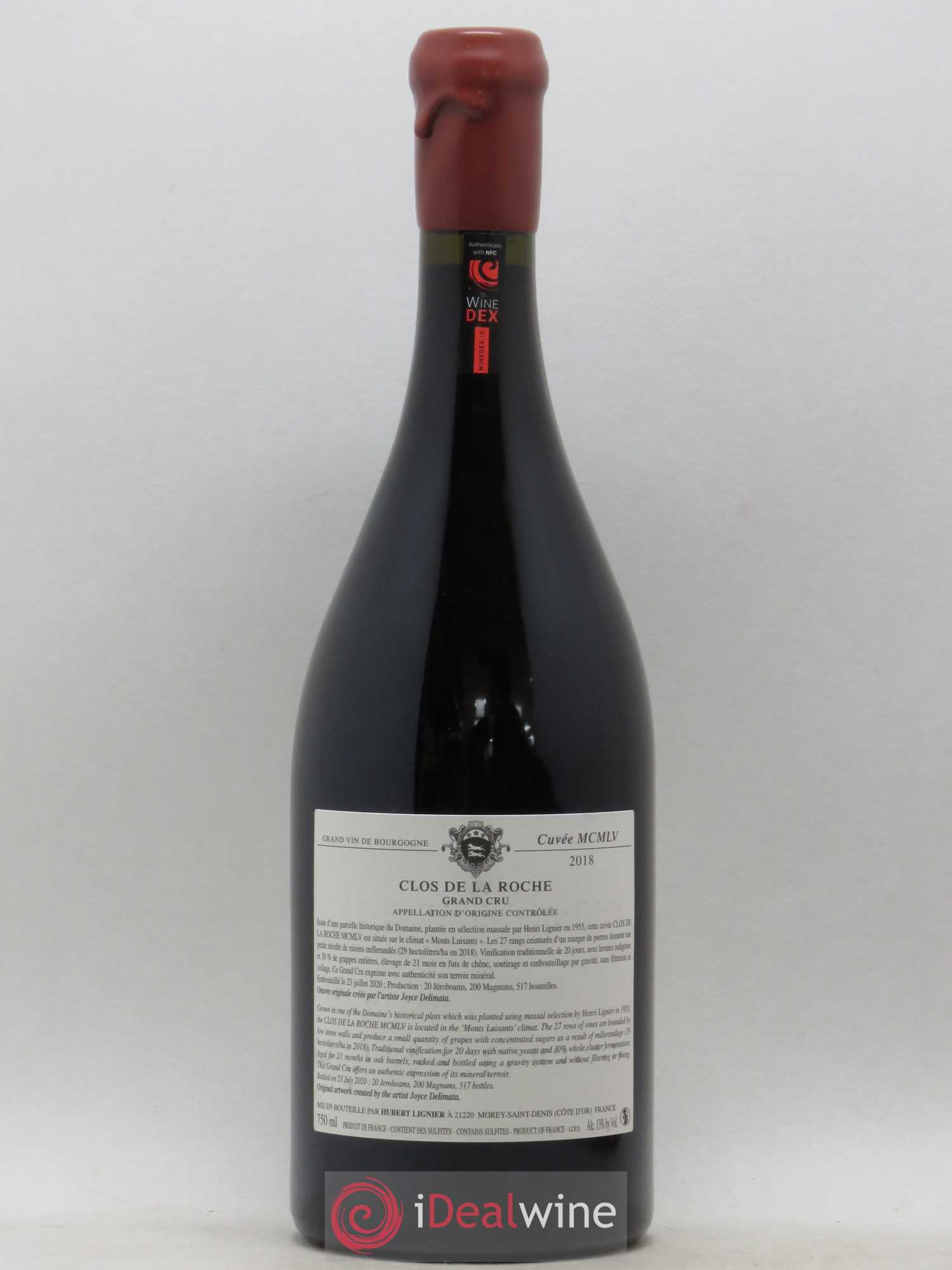 Clos de la Roche Grand Cru MCMLV Hubert Lignier (Domaine) 2018 - Lot de 1 bouteille - 1