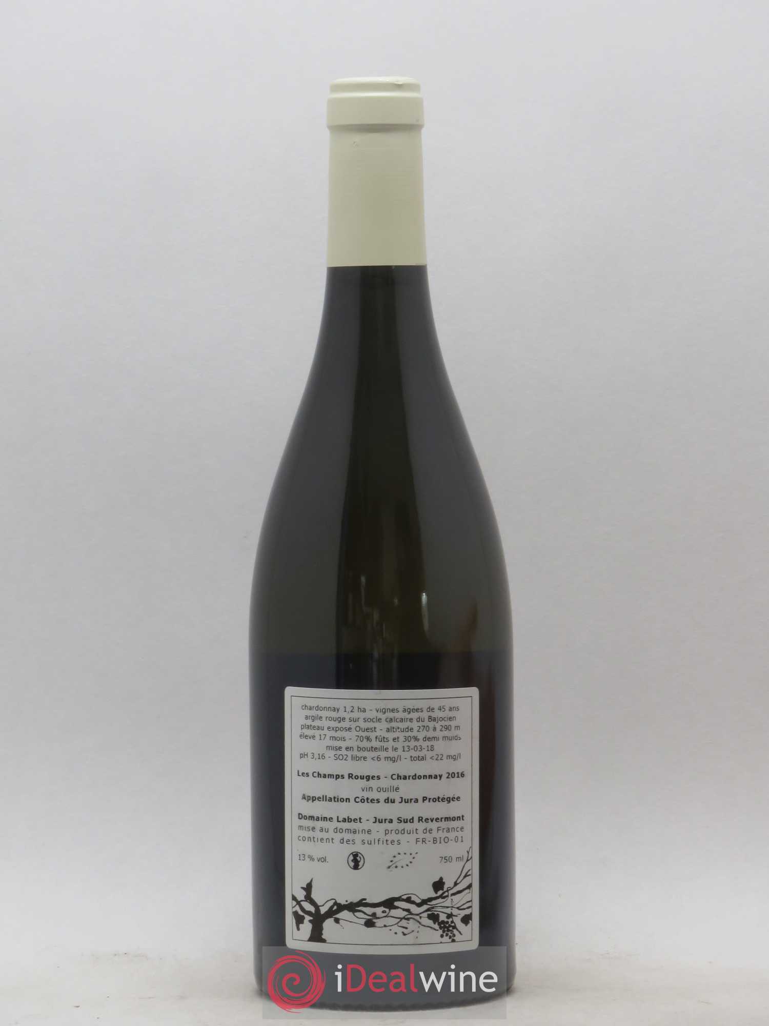 Côtes du Jura Chardonnay Les Champs Rouges Romain - Julien - Charline Labet 2016 - Lot de 1 bouteille - 1