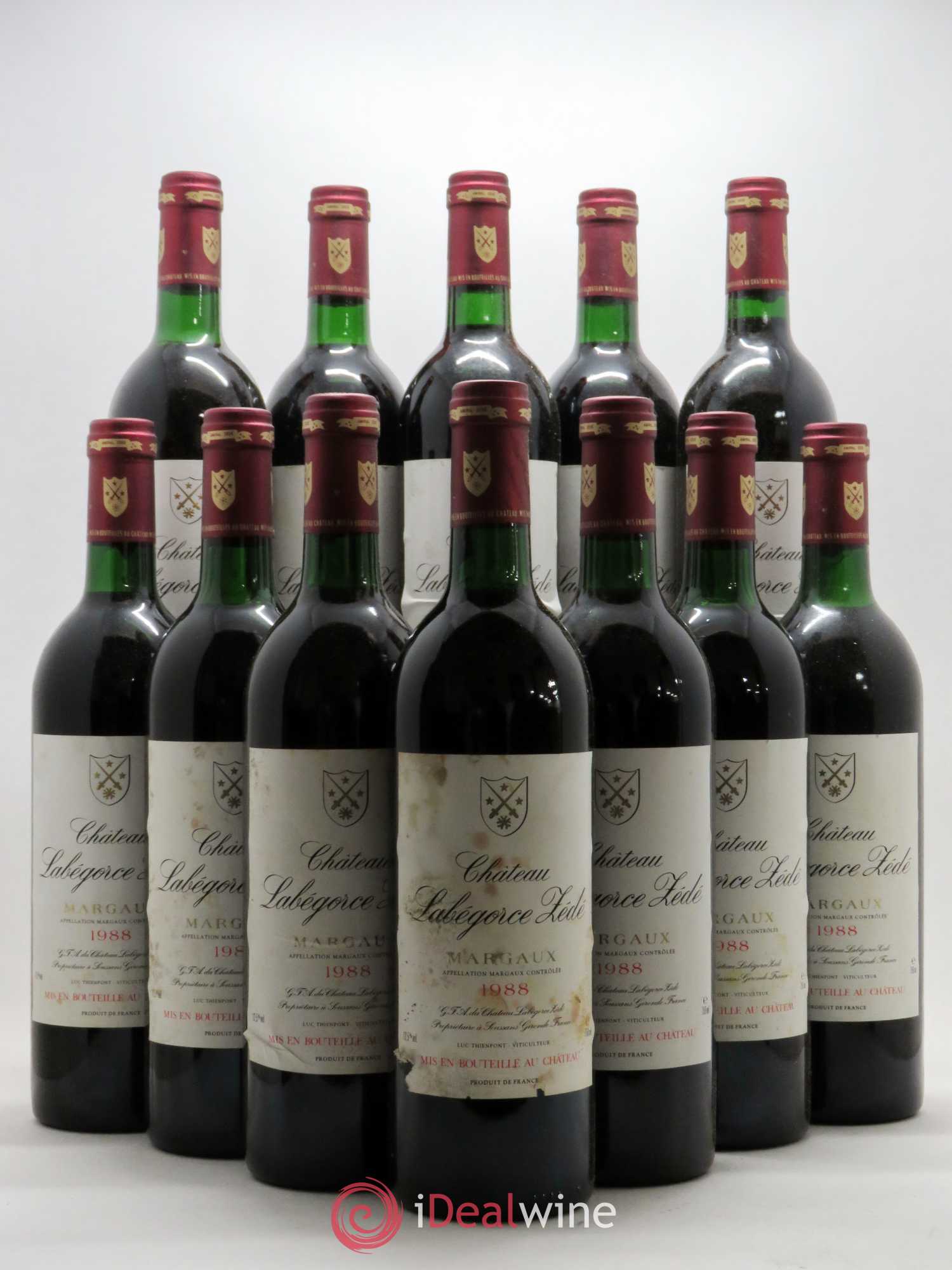 Château Labegorce Zédé Cru Bourgeois 1988 - Lot de 12 bouteilles - 0