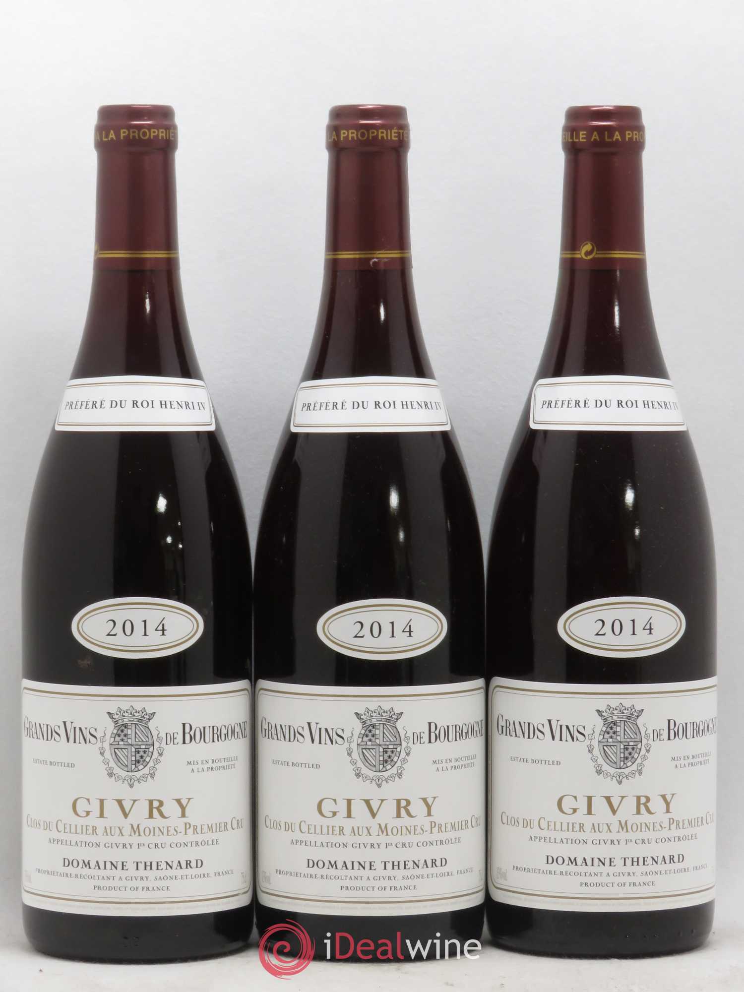 Givry 1er Cru Clos du Cellier aux Moines Domaine Thenard 2014 - Posten von 3 Flaschen - 0