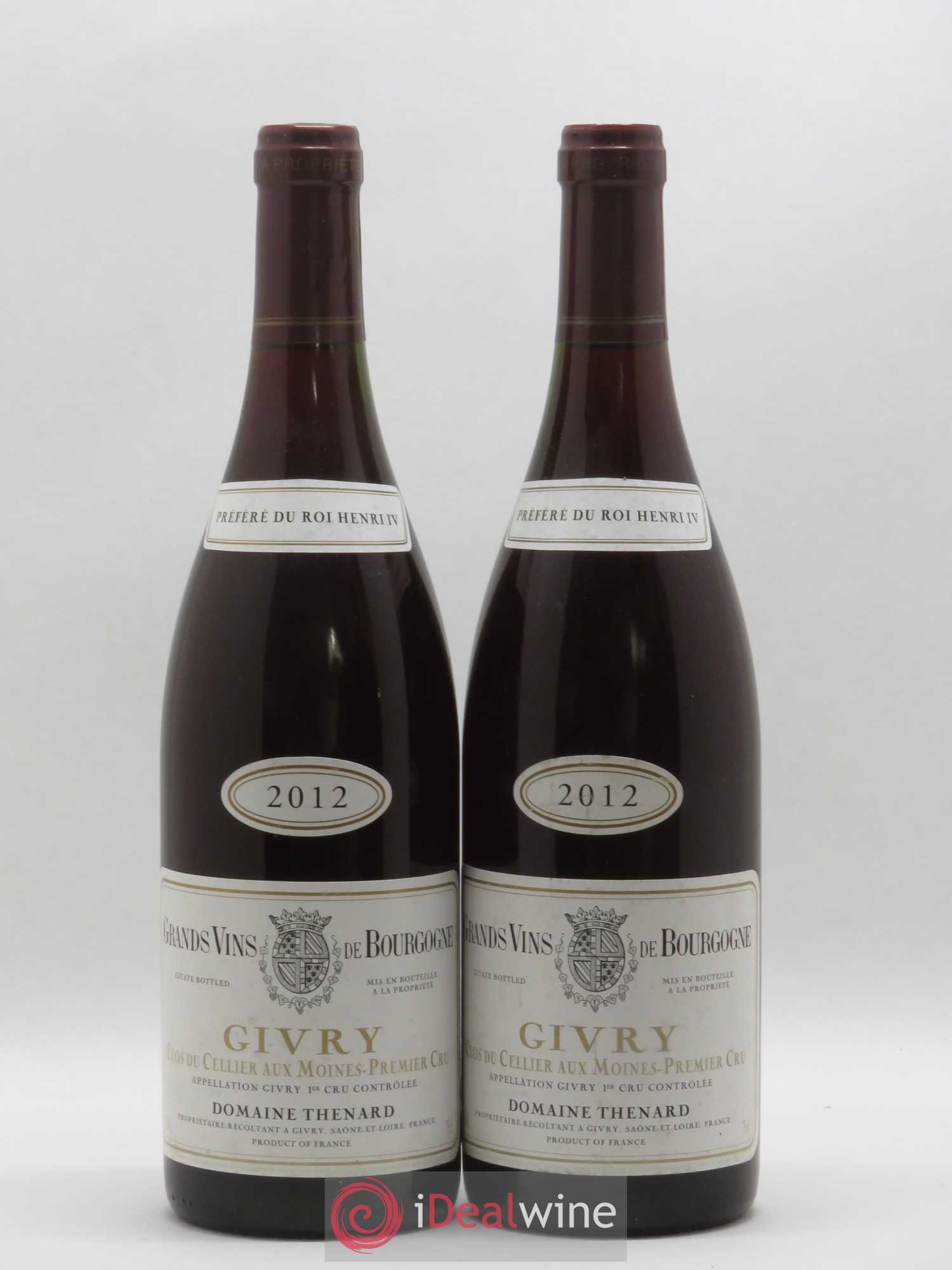 Givry 1er Cru Clos Du Cellier Aux Moines Domaine Thenard 2012 - Posten von 2 Flaschen - 0