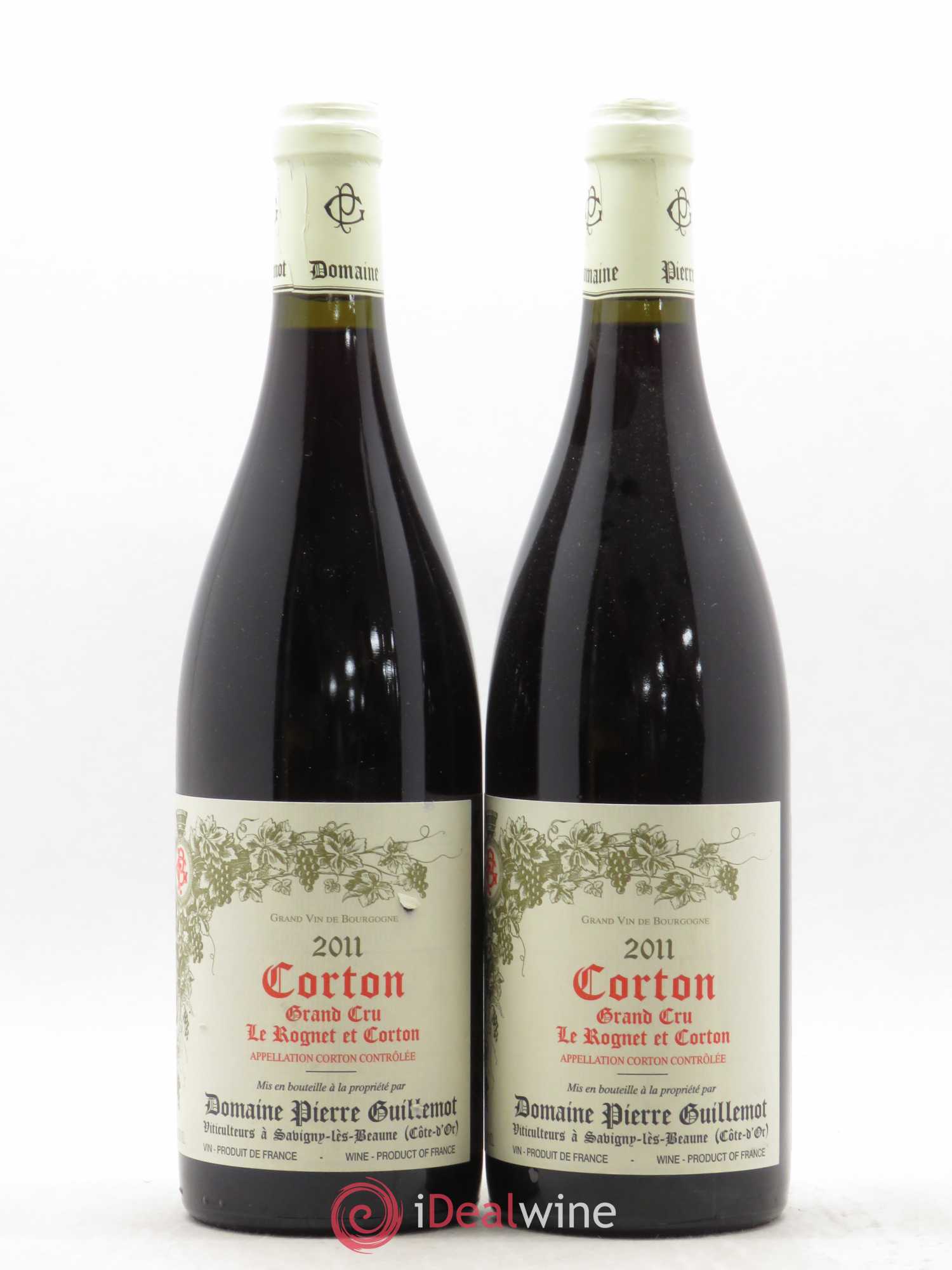 Corton Grand Cru Le Rognet et corton Pierre Guillemot 2011 - Posten von 2 Flaschen - 0