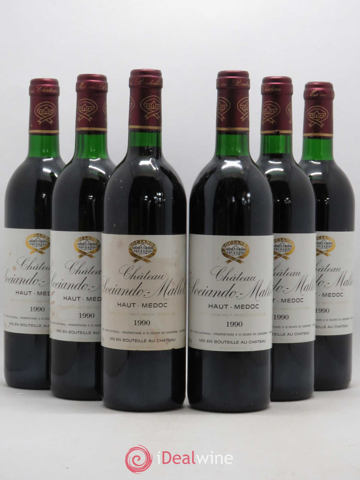 Château Sociando Mallet 1990 - Lot de 6 bouteilles - 0