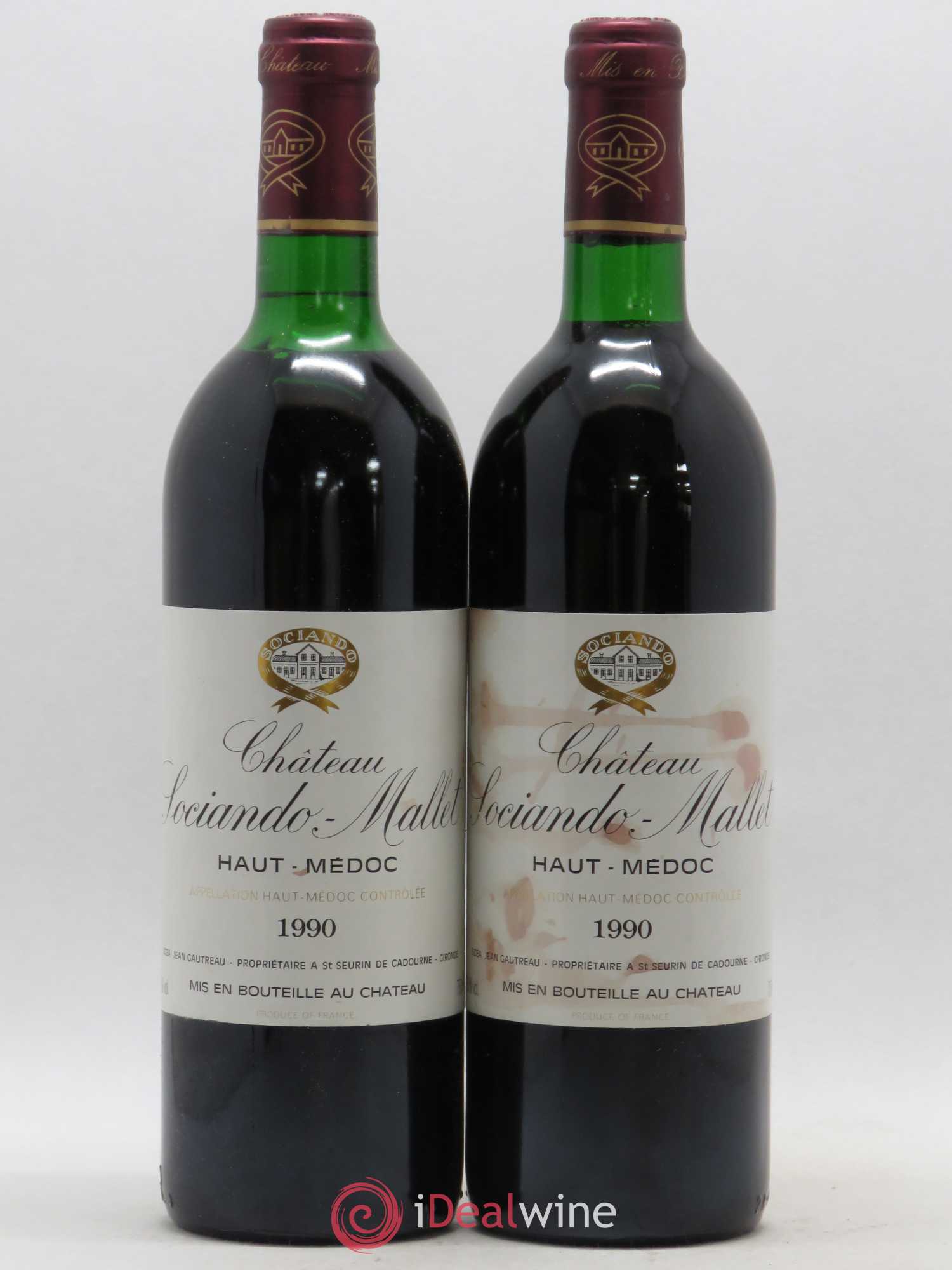 Château Sociando Mallet 1990 - Lot de 2 bouteilles - 0