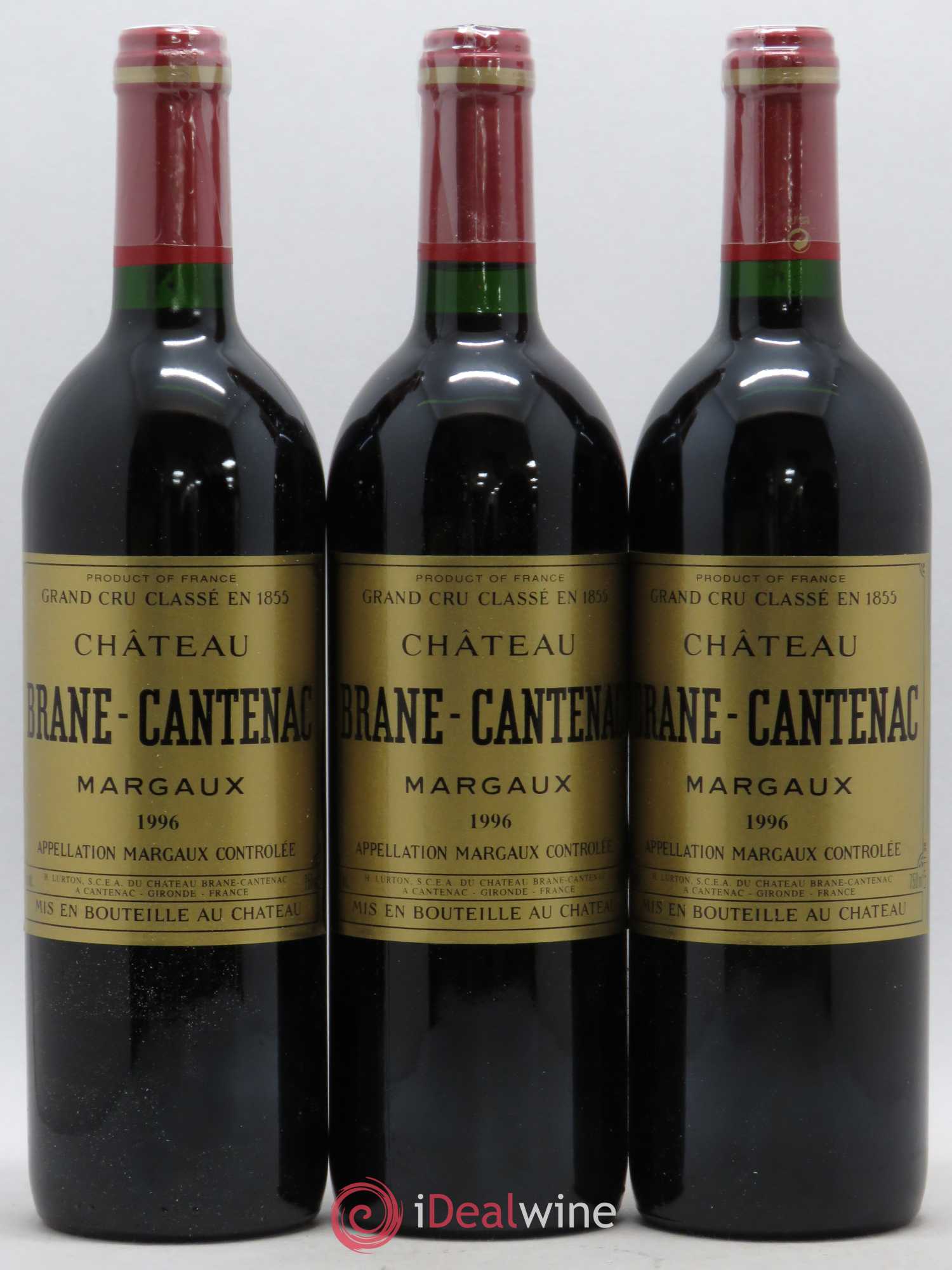 Château Brane Cantenac 2ème Grand Cru Classé 1996 - Lot de 3 bouteilles - 0