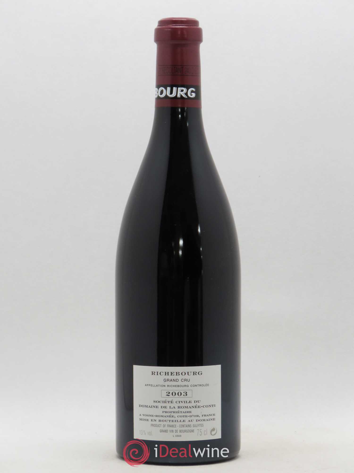 Richebourg Grand Cru Domaine de la Romanée-Conti 2003 - Lot de 1 bouteille - 1