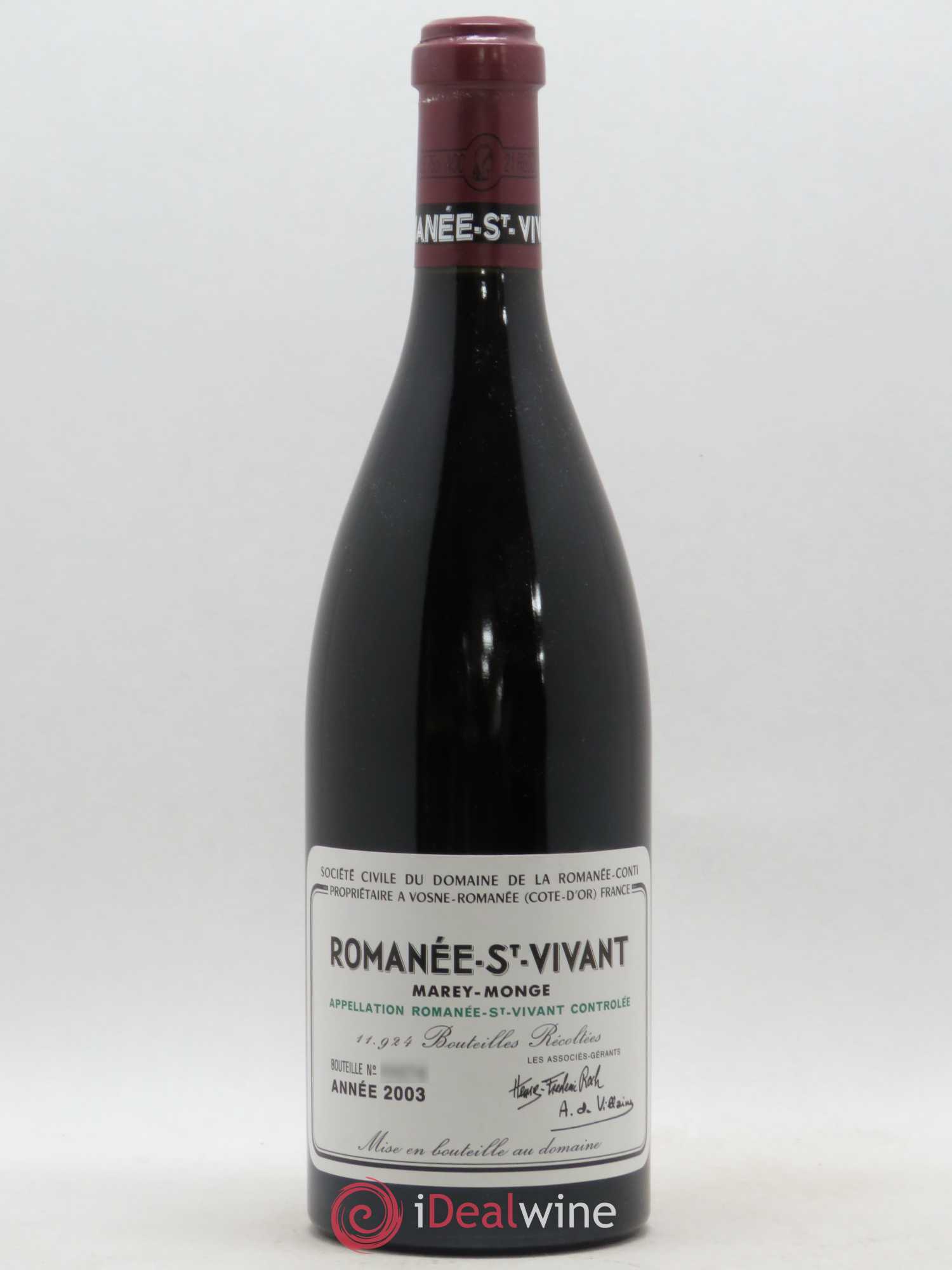 Romanée-Saint-Vivant Grand Cru Domaine de la Romanée-Conti 2003 - Lot de 1 bouteille - 0