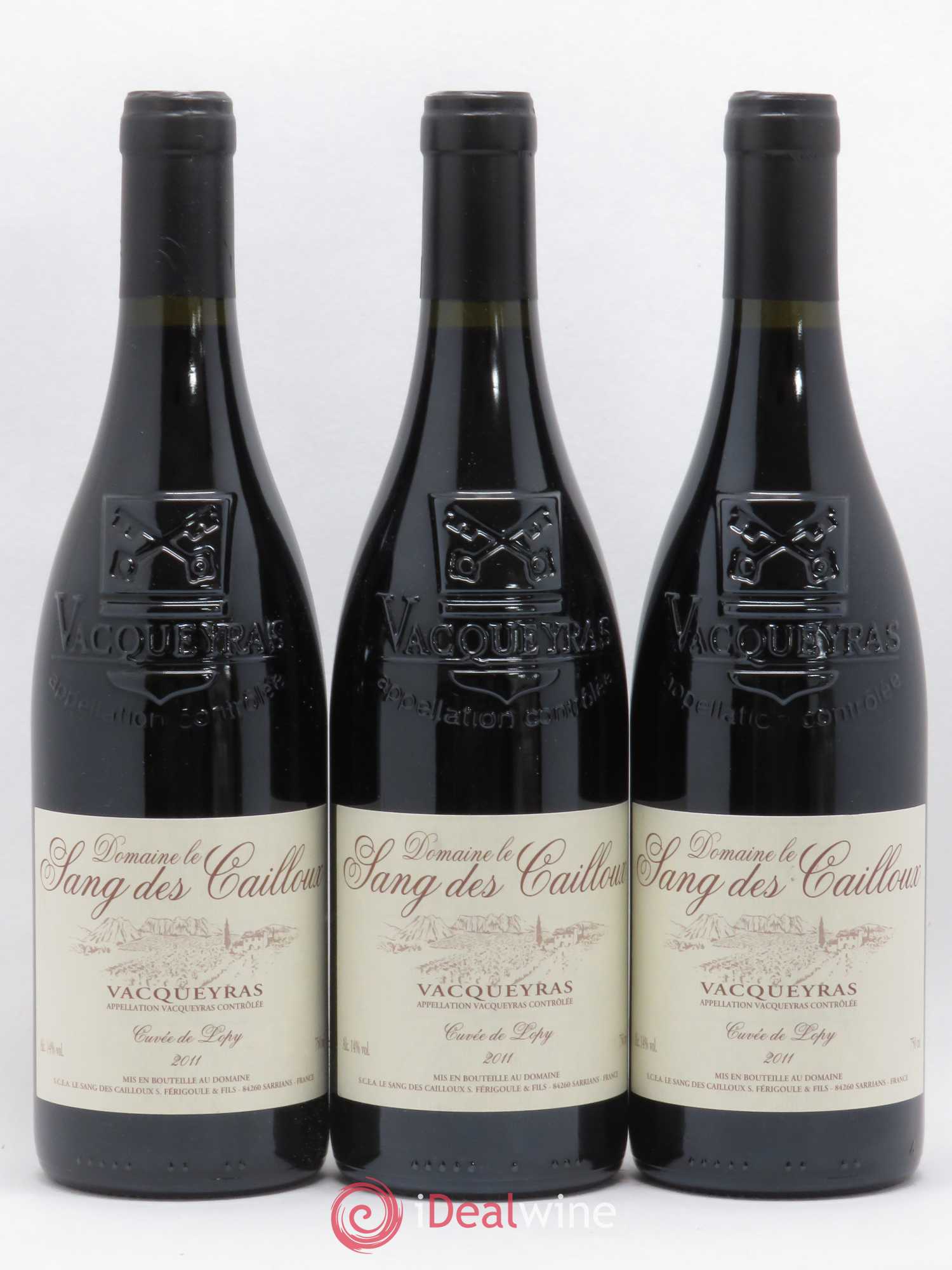 Vacqueyras Cuvée de Lopy Le Sang des Cailloux (sans prix de réserve) 2011 - Lot de 3 bouteilles - 0