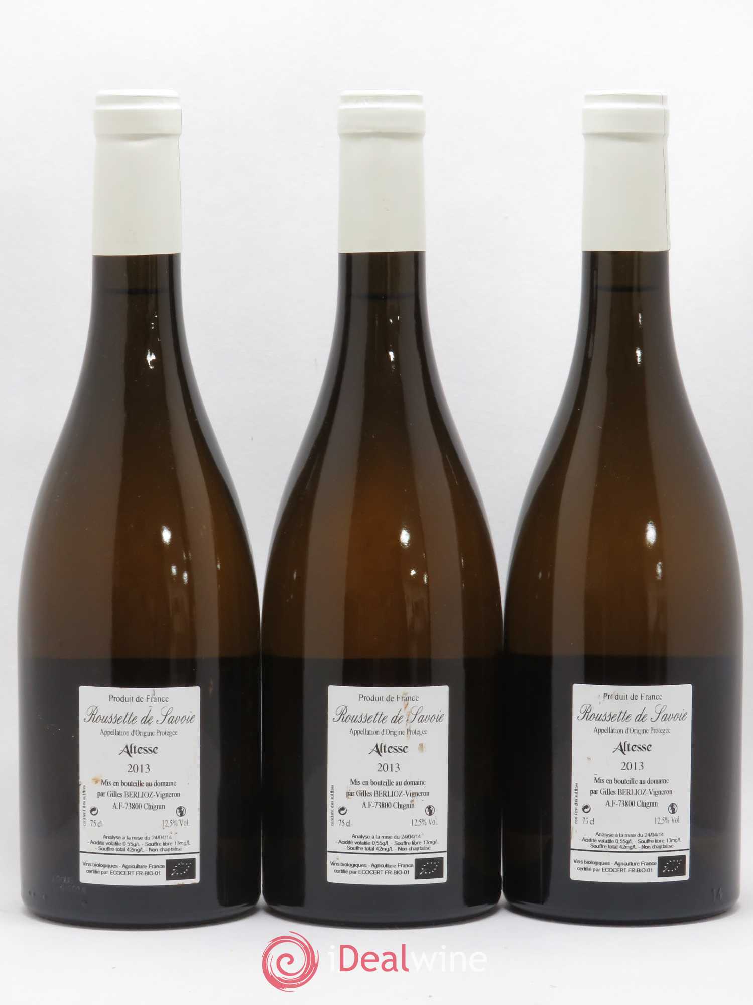 Roussette de Savoie El Hem Gilles Berlioz  (sans prix de réserve) 2013 - Lot de 3 bouteilles - 1