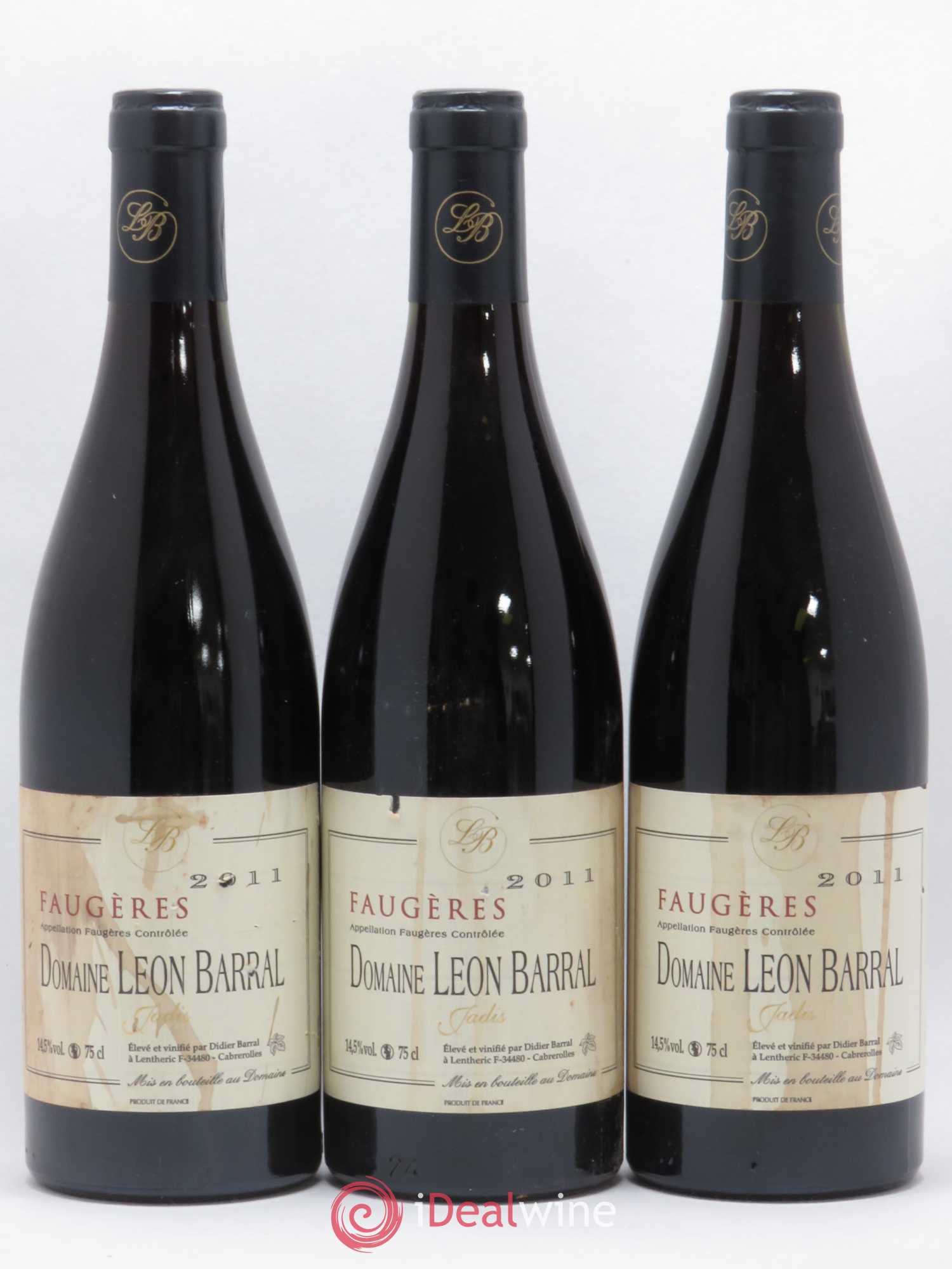 Faugères Jadis Domaine Léon Barral (sans prix de réserve) 2011 - Lot de 3 bouteilles - 0