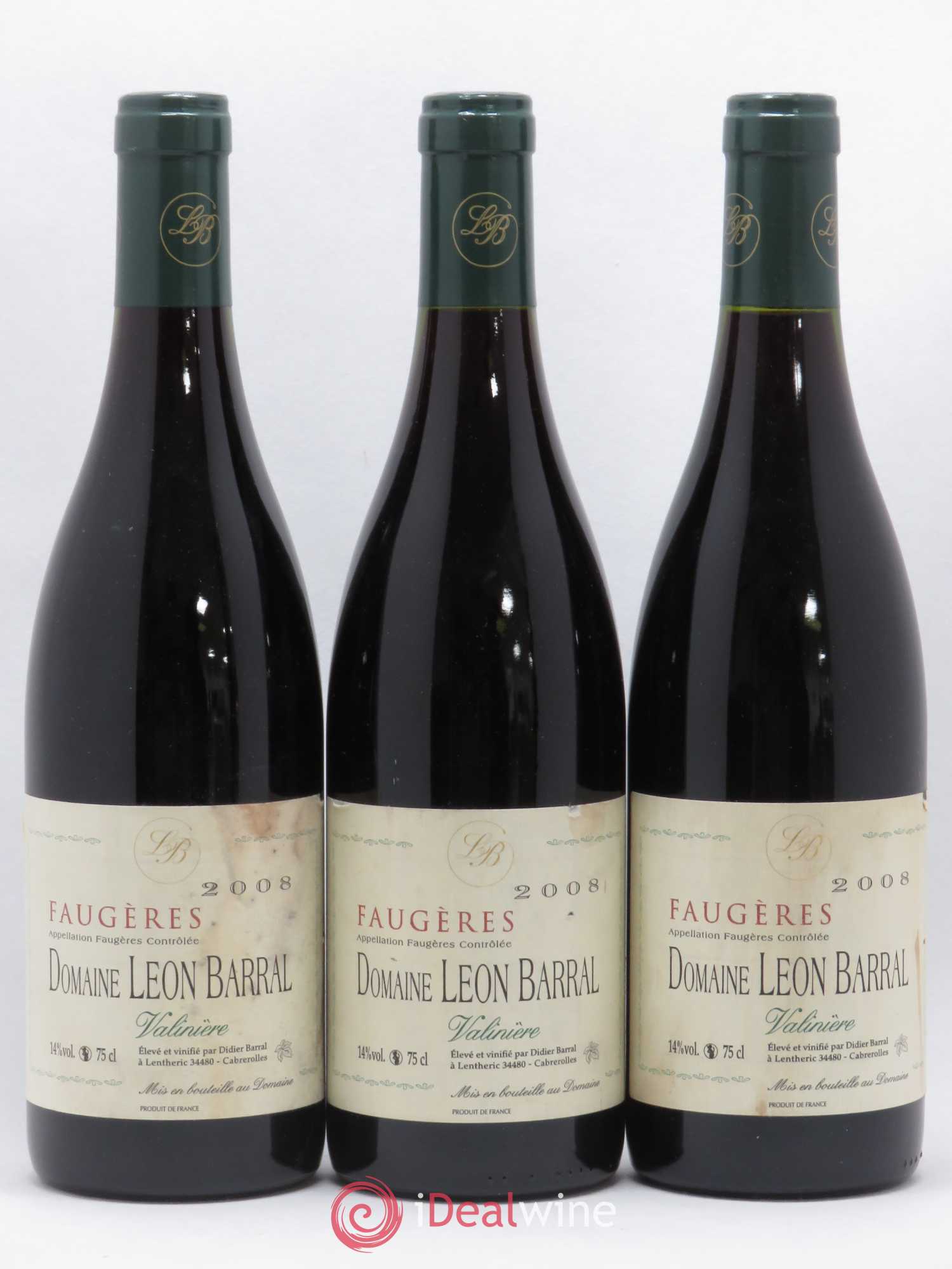 Faugères Valinière Domaine Léon Barral (sans prix de réserve) 2008 - Lot de 3 bouteilles - 0
