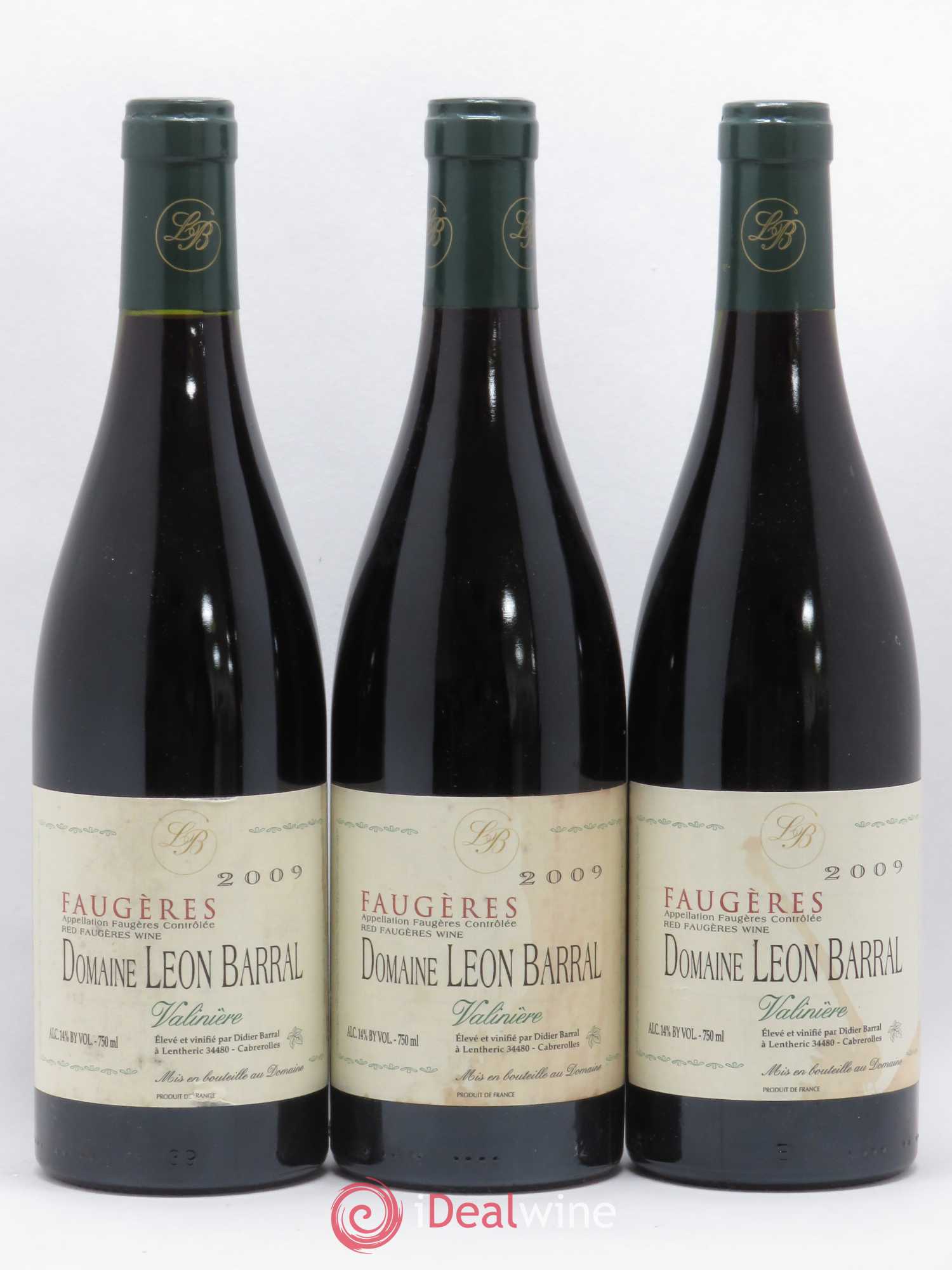 Faugères Valinière Domaine Léon Barral (sans prix de réserve) 2009 - Lot de 3 bouteilles - 0