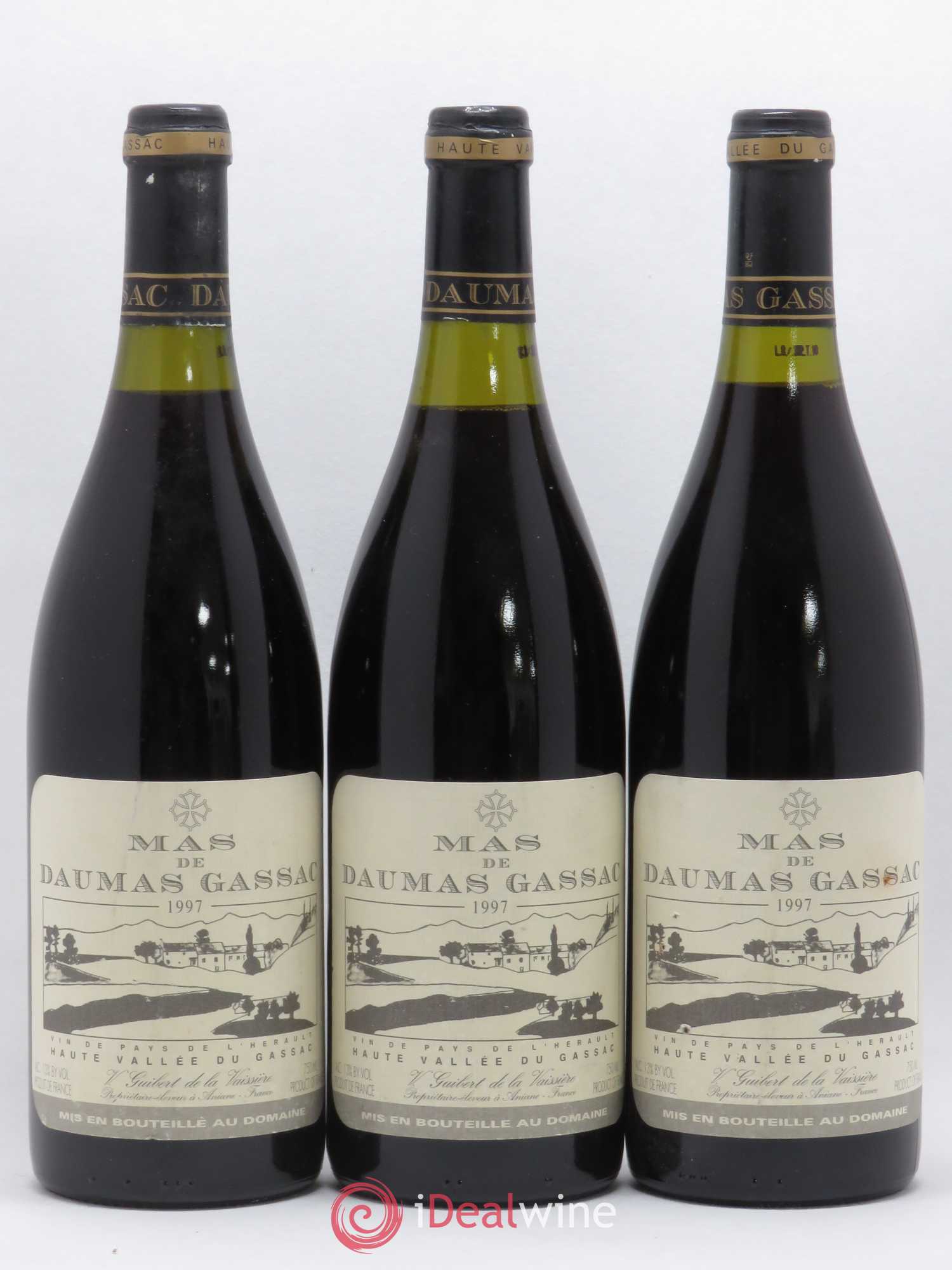 Saint-Guilhem-le-Désert - Cité d'Aniane Mas Daumas Gassac Famille Guibert de La Vaissière (sans prix de réserve) 1997 - Lot de 3 bouteilles - 0