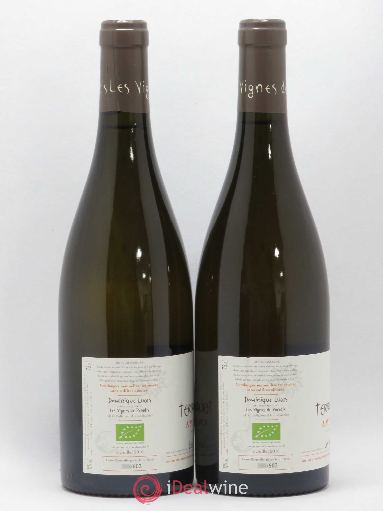Vin des Allobroges Amphore Les Vignes de Paradis (sans prix de réserve) 2015 - Posten von 2 Flaschen - 1
