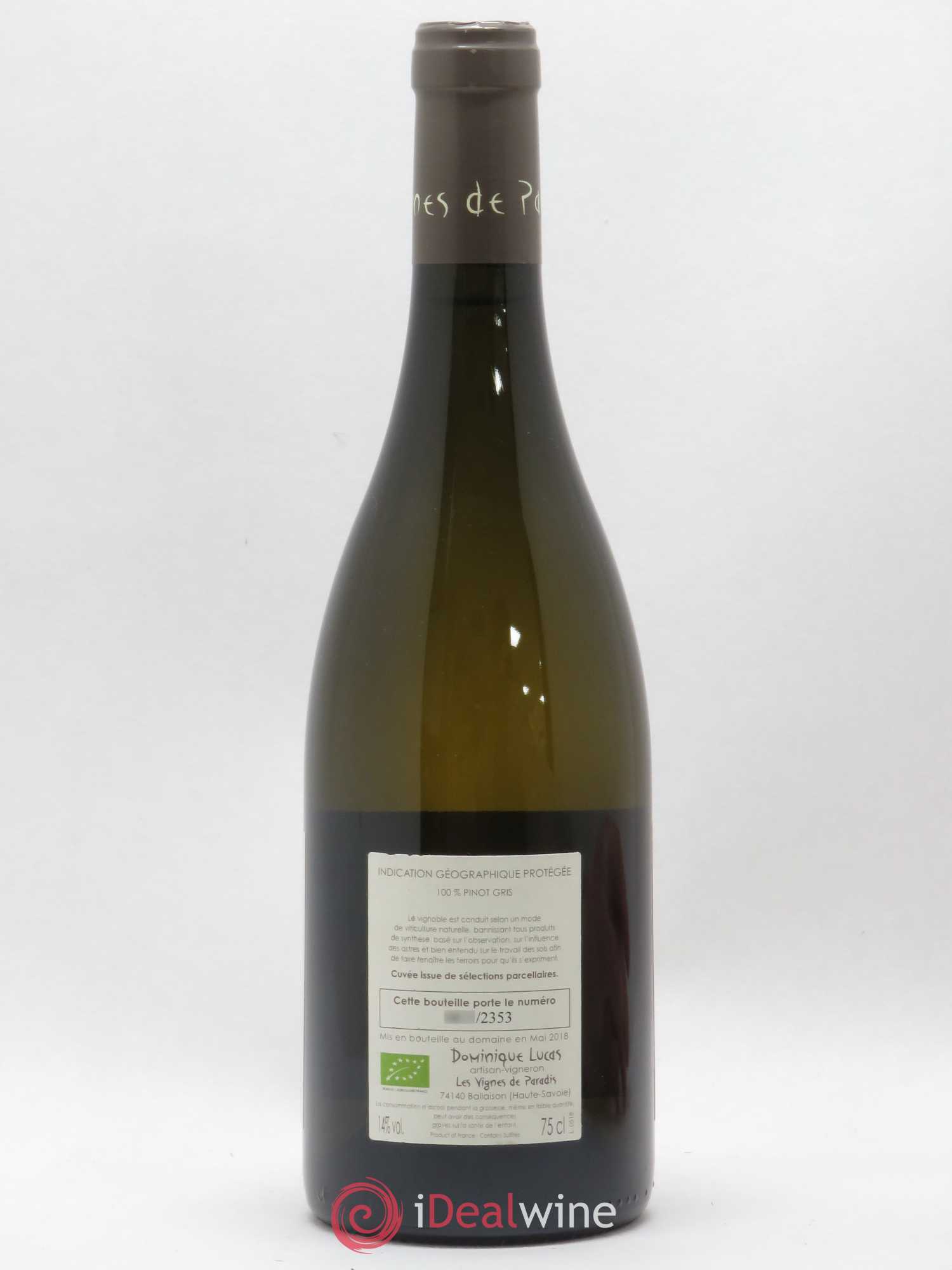 Vin des Allobroges Pinot Gris Les Vignes de Paradis (sans prix de réserve) 2017 - Posten von 1 Flasche - 1