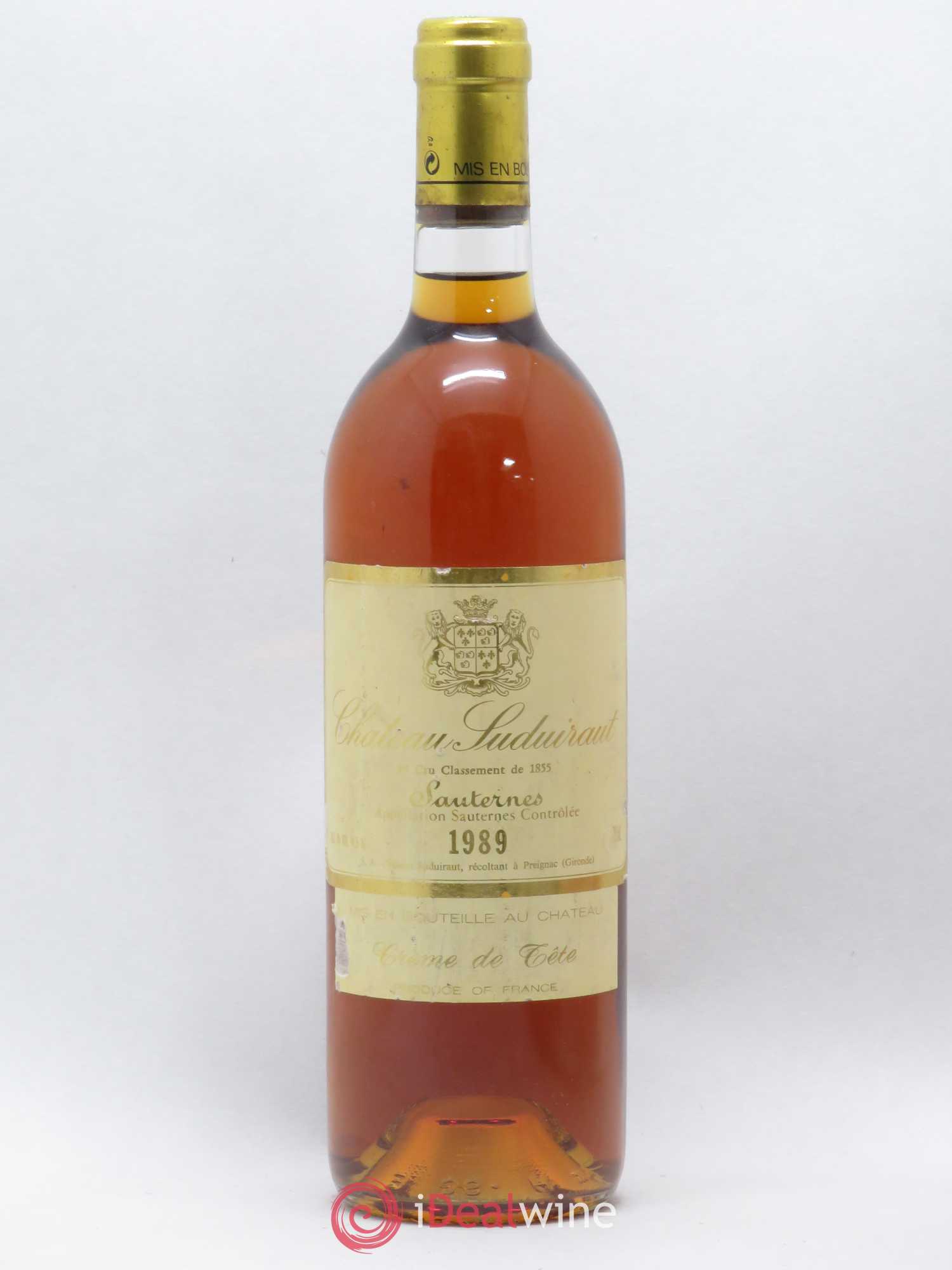 Château Suduiraut Crème de Tête 1er Grand Cru Classé (senza prezzo di riserva) 1989 - Lotto di 1 bottiglia - 0