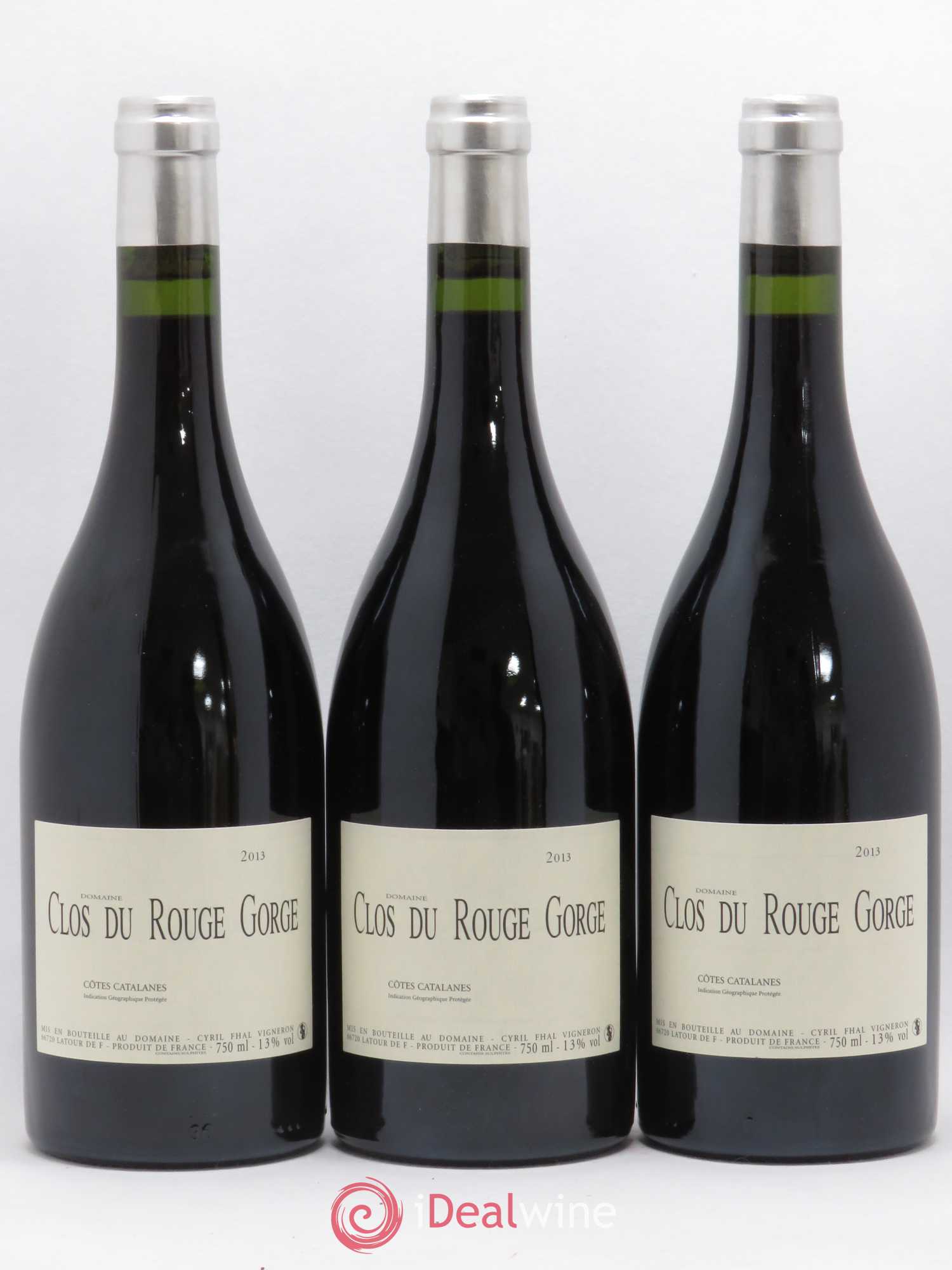 Côtes Catalanes Clos du Rouge Gorge Cyril Fhal (sans prix de réserve) 2013 - Lot de 3 bouteilles - 0
