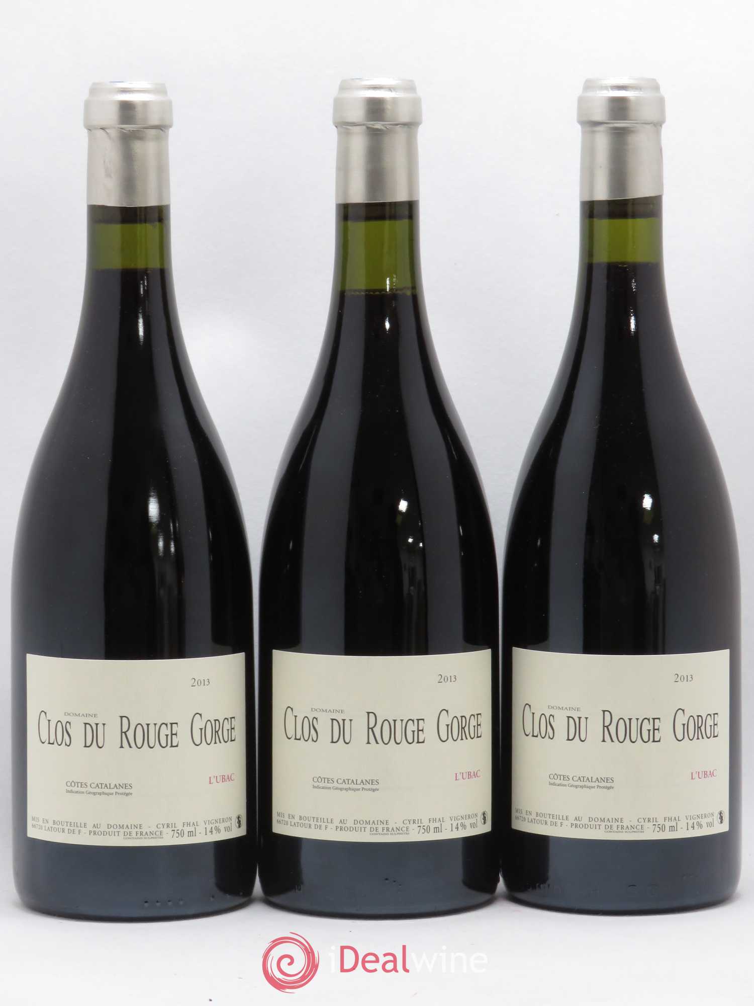 Côtes Catalanes Clos du Rouge Gorge L'Ubac Cyril Fhal (sans prix de réserve) 2013 - Lot de 3 bouteilles - 0