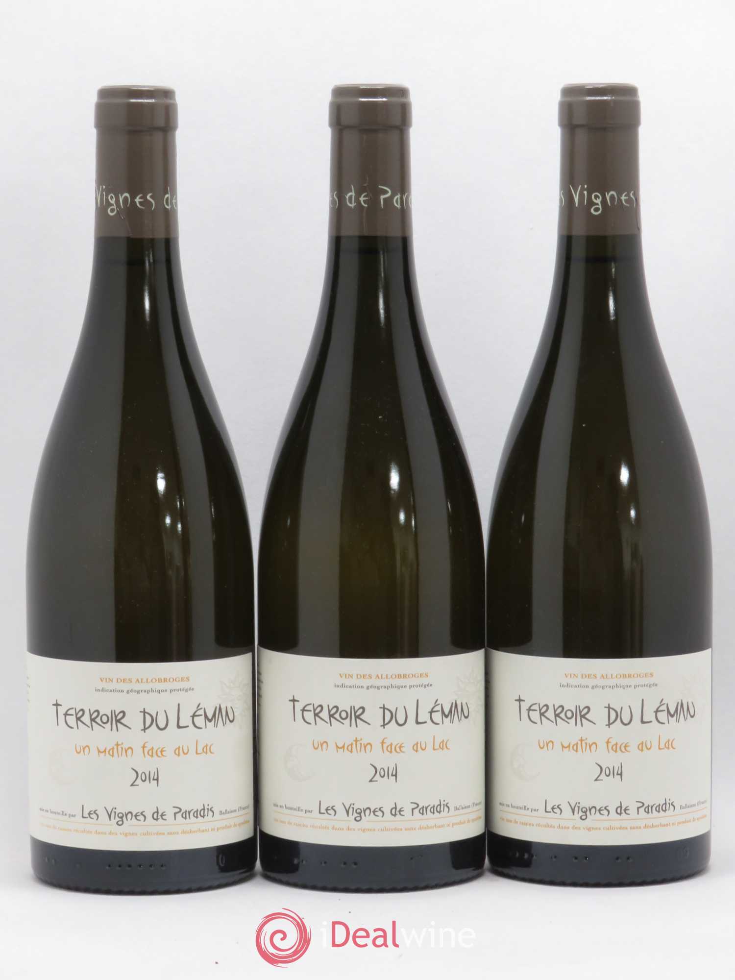 Vin des Allobroges Terroir du Léman Un matin face au Lac Les Vignes de Paradis (sans prix de réserve) 2014 - Lot de 3 bouteilles - 0