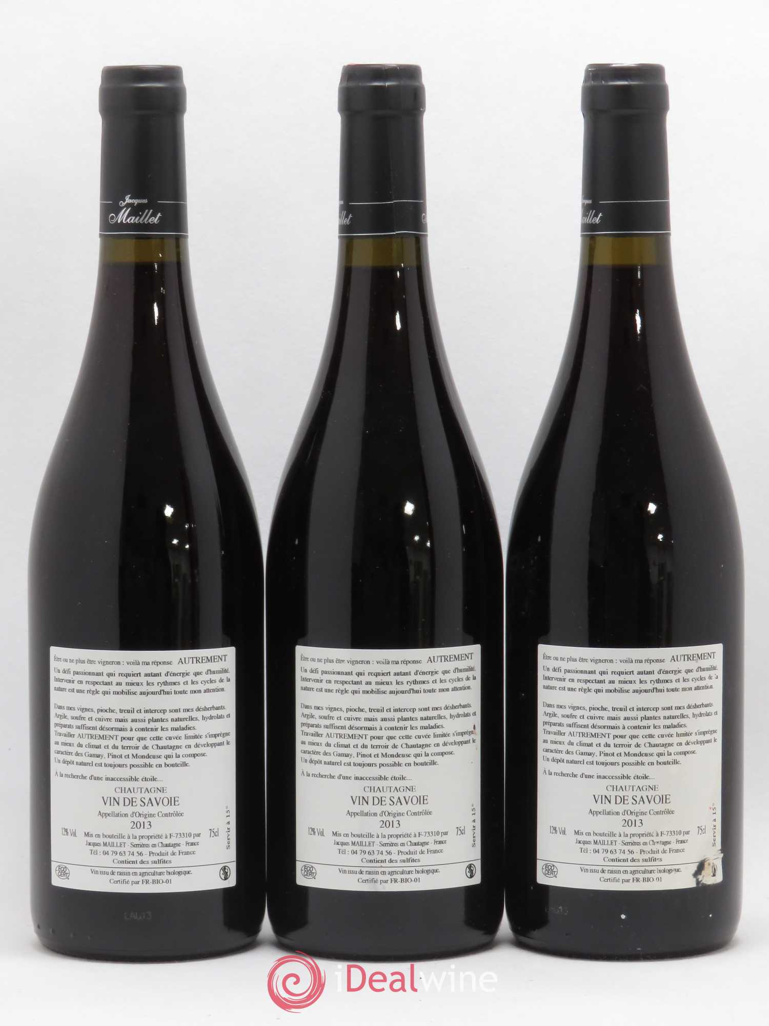 Vin de Savoie Chautagne Autrement Rouge Jacques Maillet (sans prix de réserve) 2013 - Lot de 3 bouteilles - 1