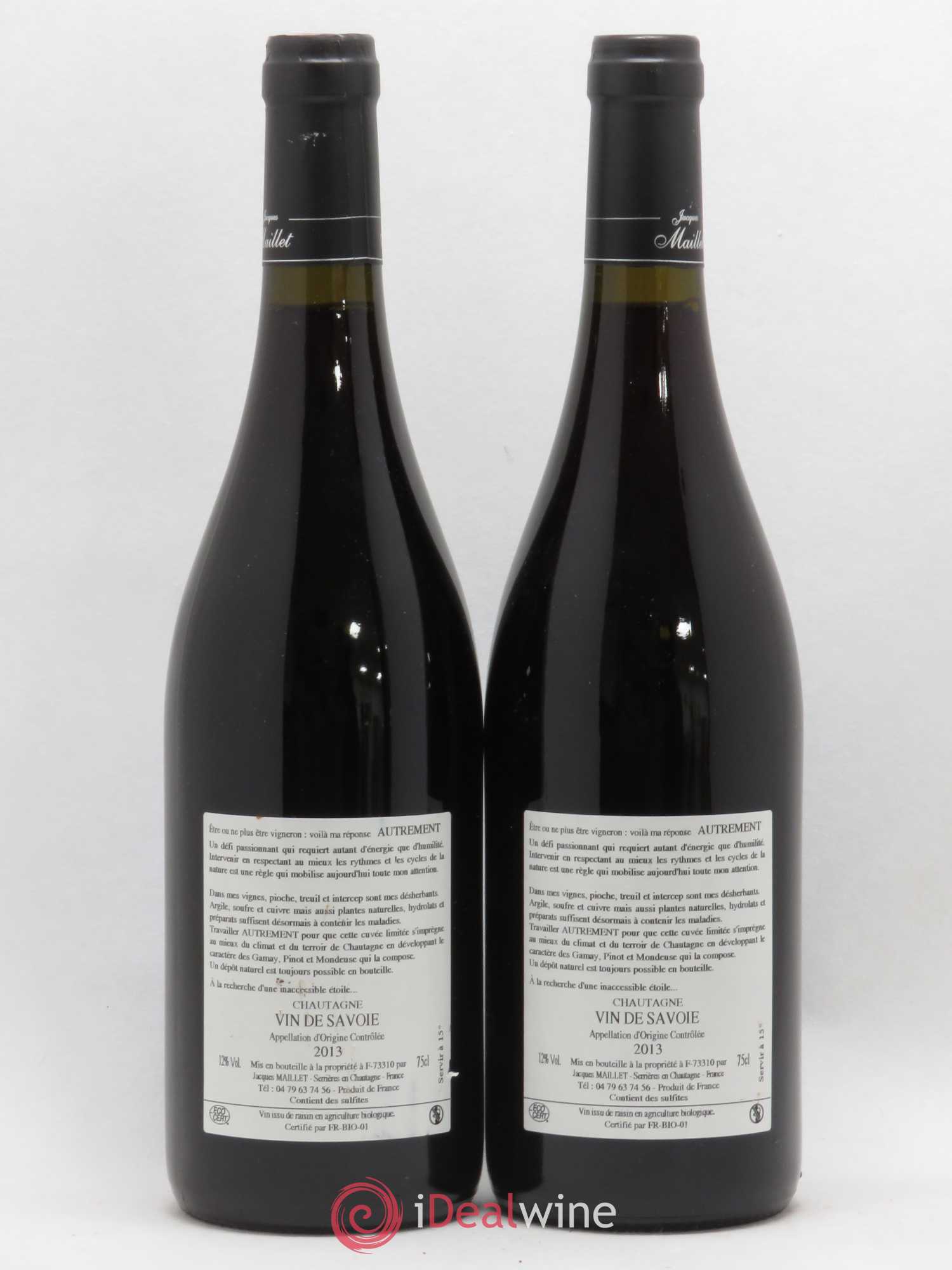 AOP Vin de Savoie Chautagne Autrement Rouge Jacques Maillet  (no reserve) 2013 - Lot of 2 bottles - 1