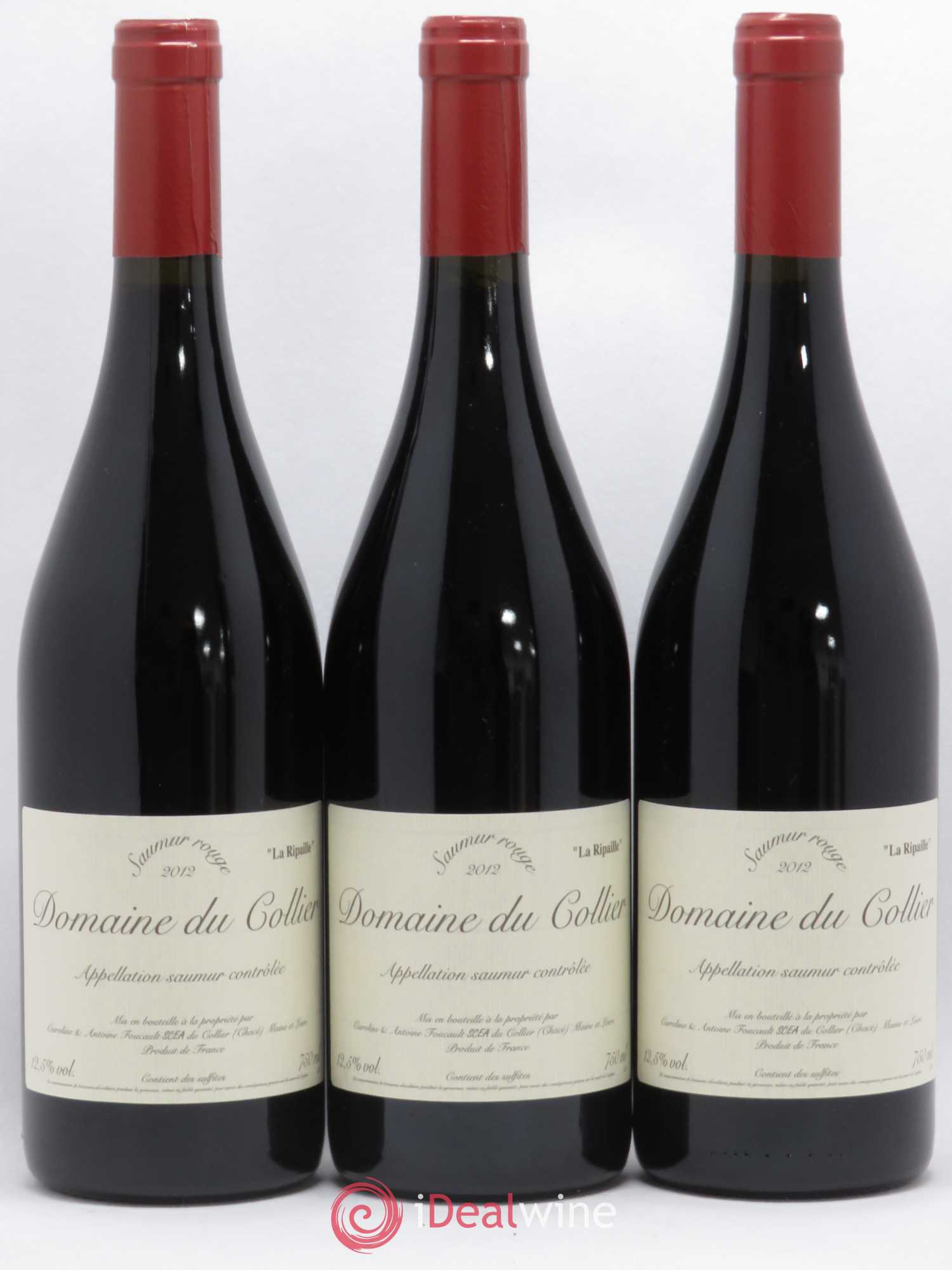 Saumur La Ripaille Domaine du Collier (sans prix de réserve) 2012 - Lot de 3 bouteilles - 0