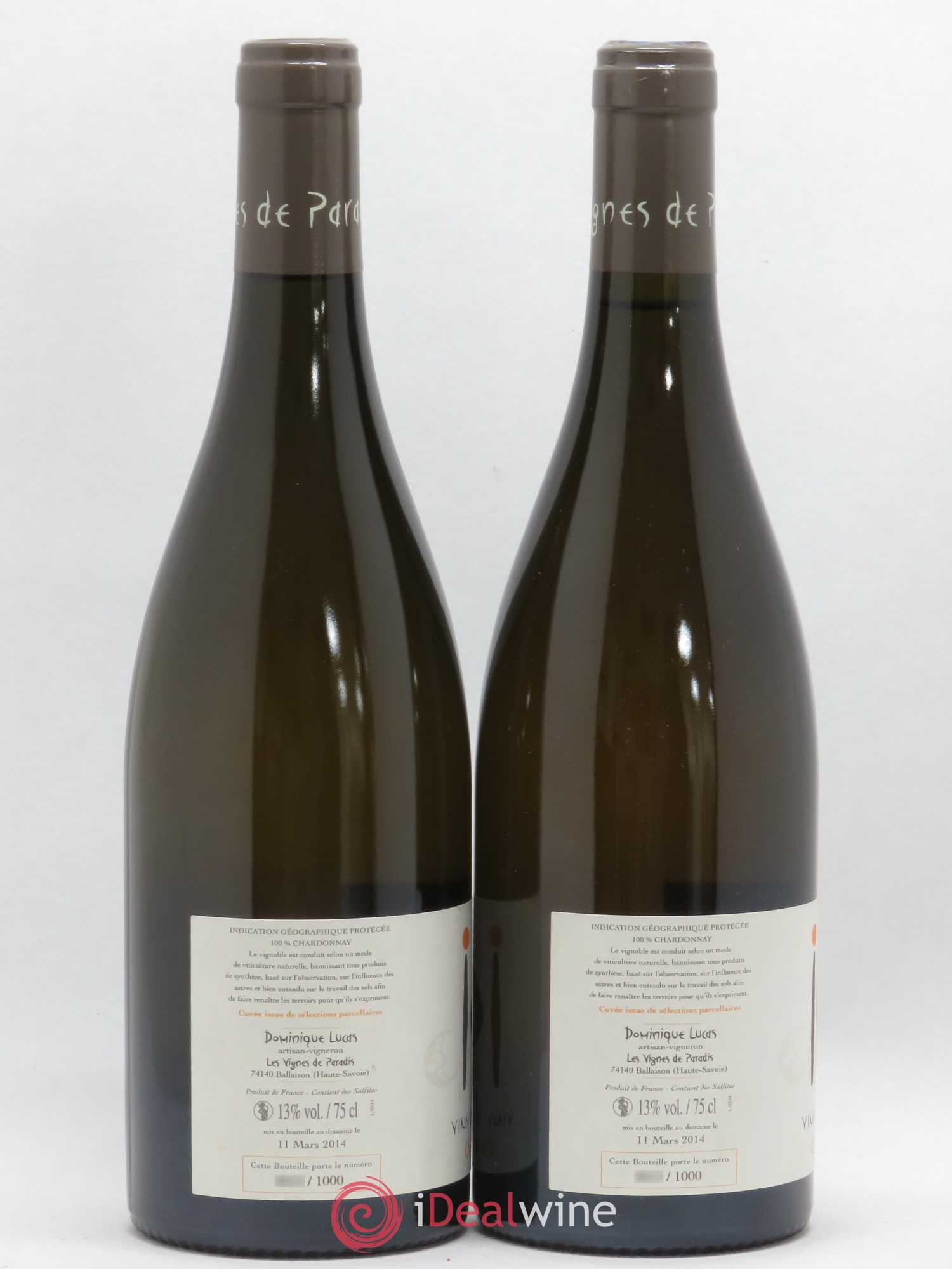 Vin des Allobroges Chardonnay Les Vignes de Paradis (sans prix de réserve) 2013 - Posten von 2 Flaschen - 1