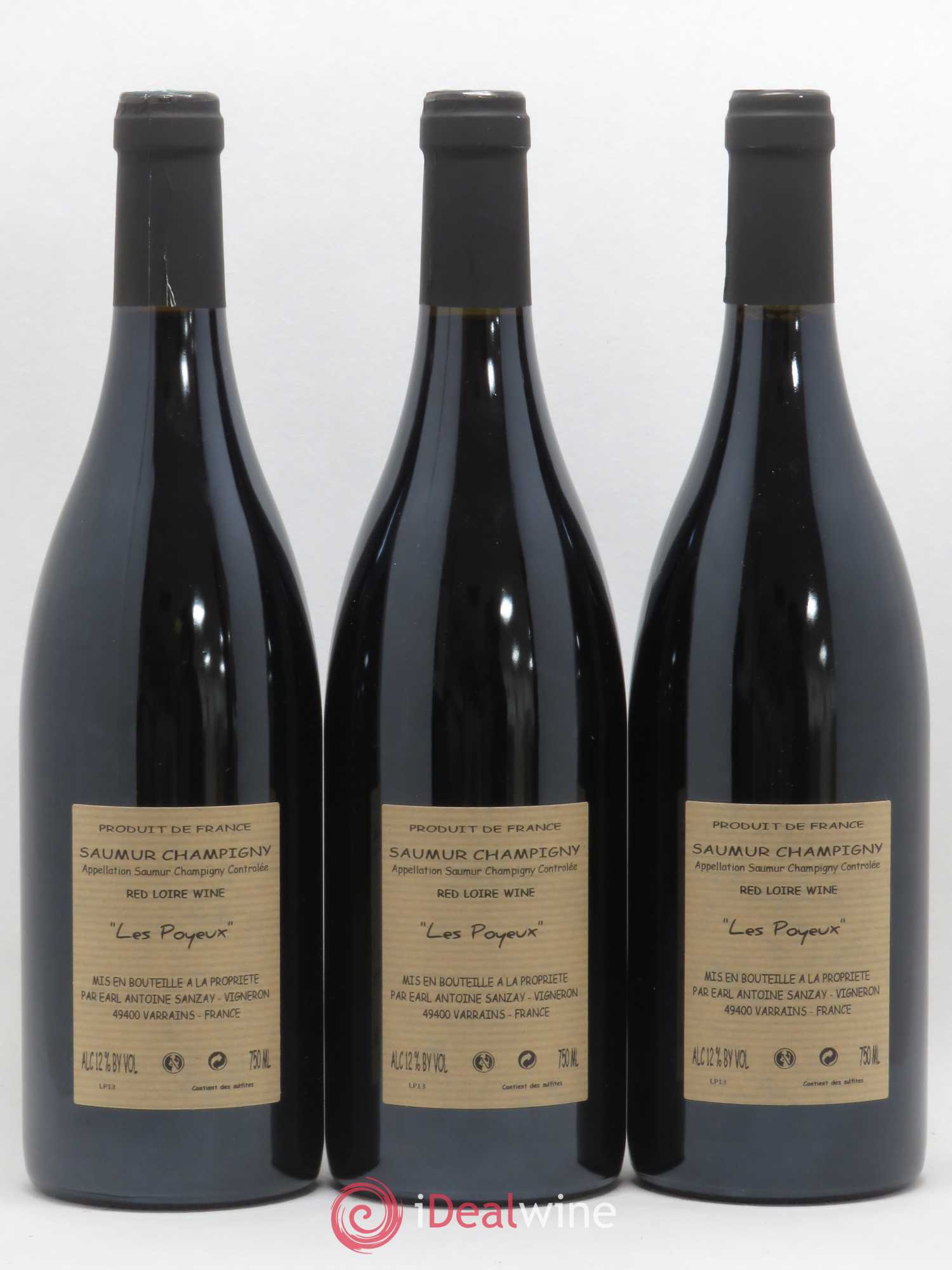Saumur-Champigny Les Poyeux Antoine Sanzay (sans prix de réserve) 2013 - Lot de 3 bouteilles - 1