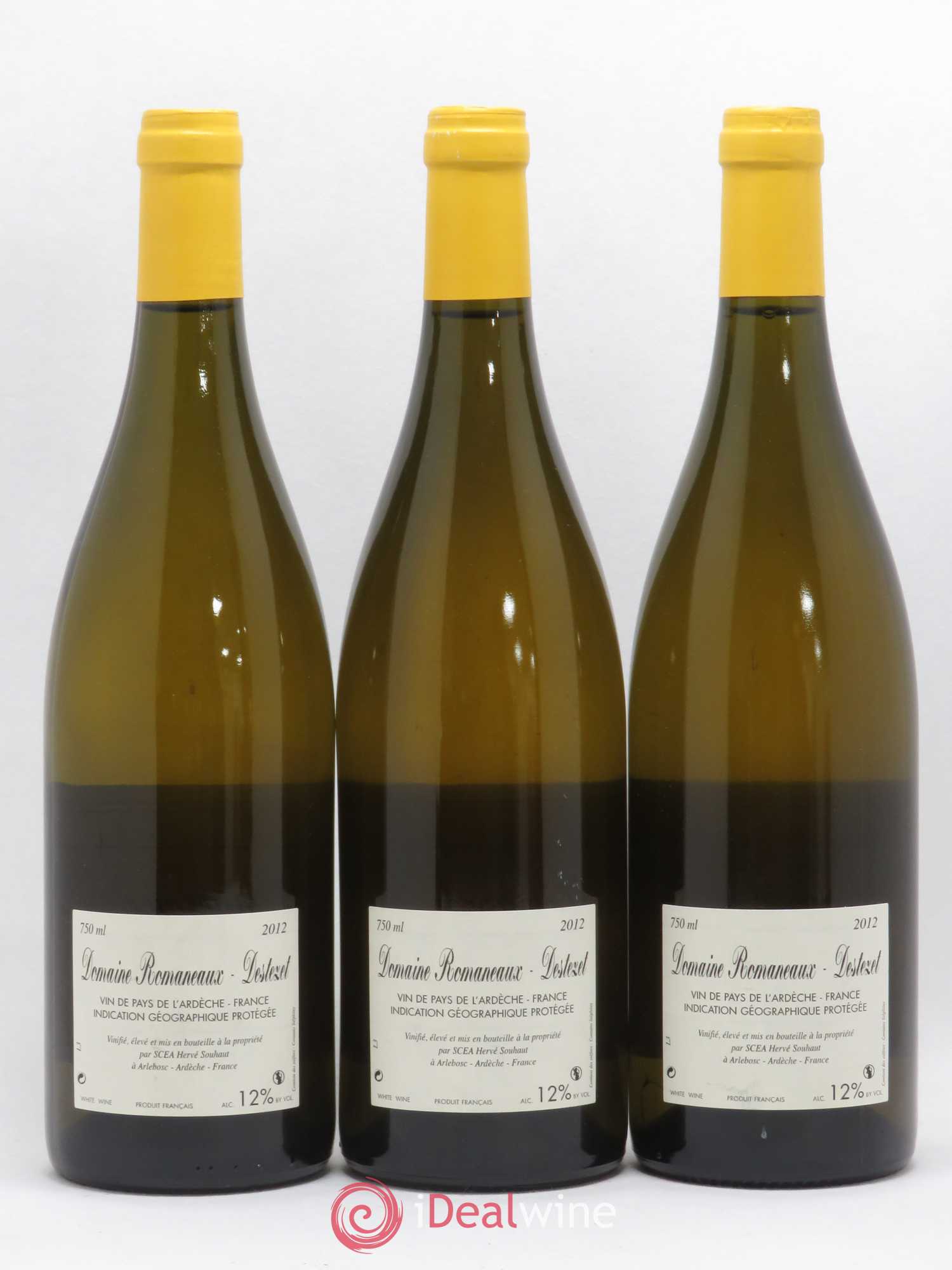 Ardèche (Vin de Pays) Hervé Souhaut - Domaine Romaneaux-Destezet (sans prix de réserve) 2012 - Lot de 3 bouteilles - 1