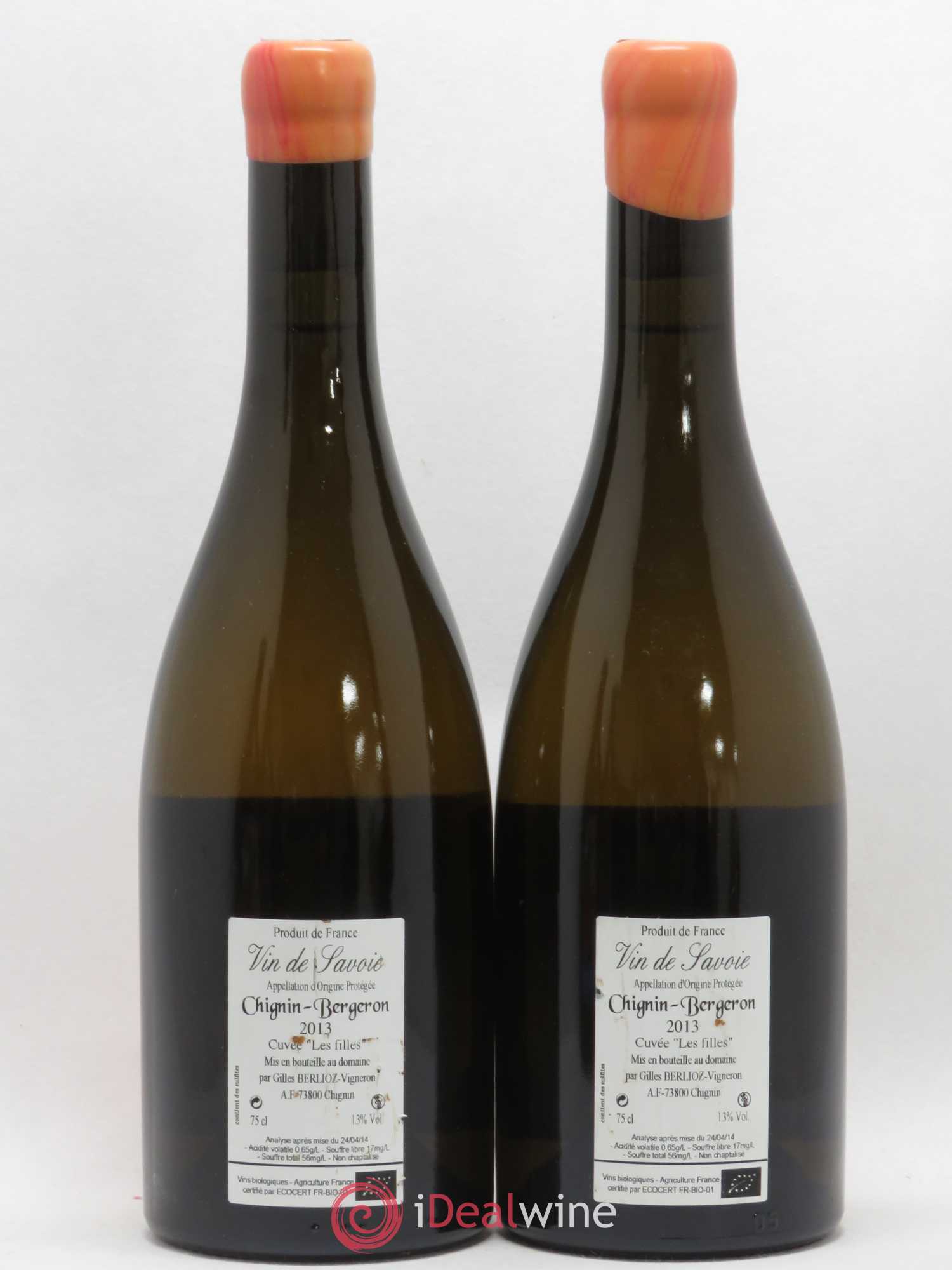 Vin de Savoie Chignin-Bergeron Les Filles Gilles Berlioz  (sans prix de réserve) 2013 - Lot de 2 bouteilles - 1