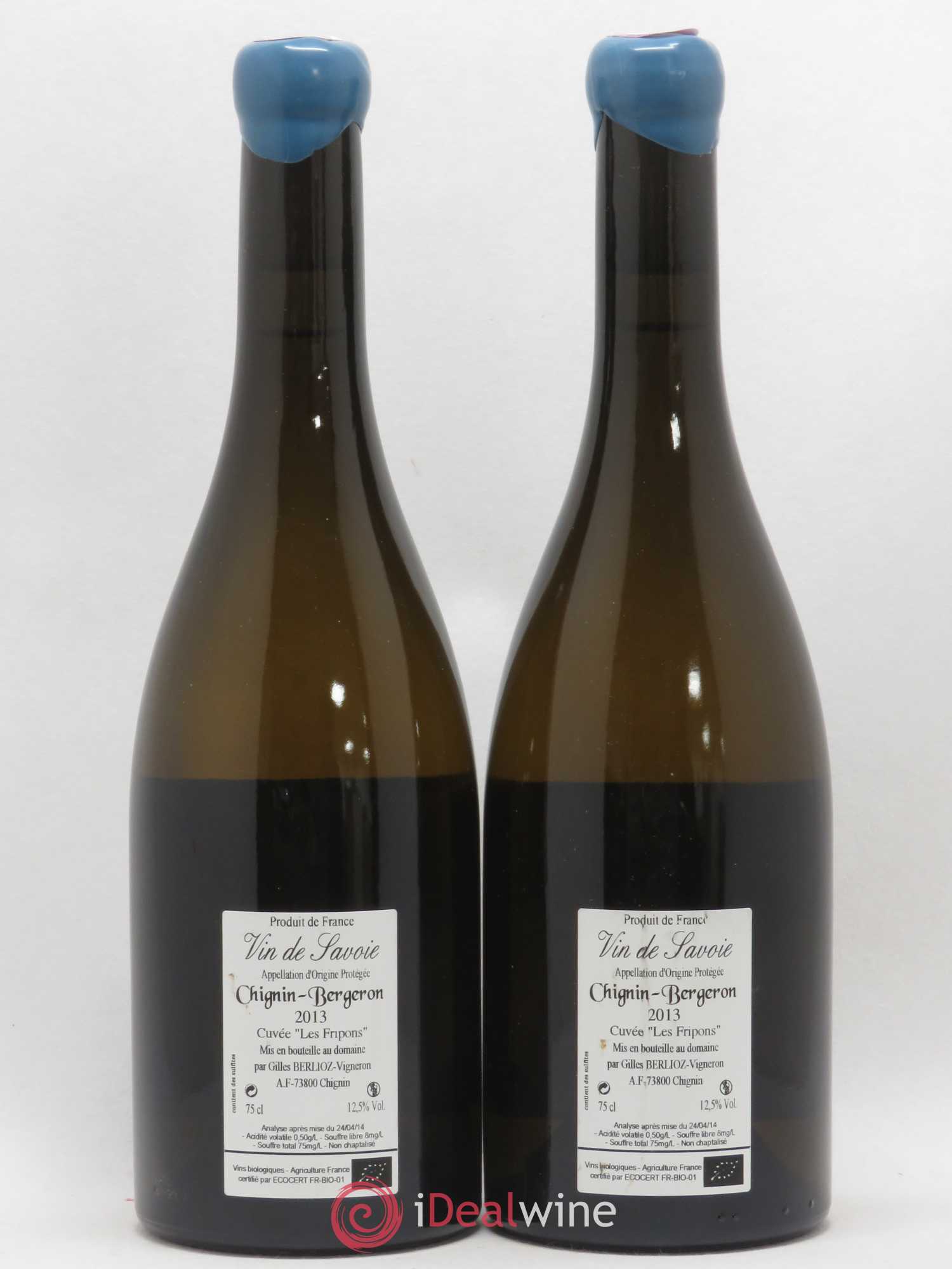 Vin de Savoie Chignin-Bergeron Les Fripons Gilles Berlioz (sans prix de réserve) 2013 - Lot de 2 bouteilles - 1