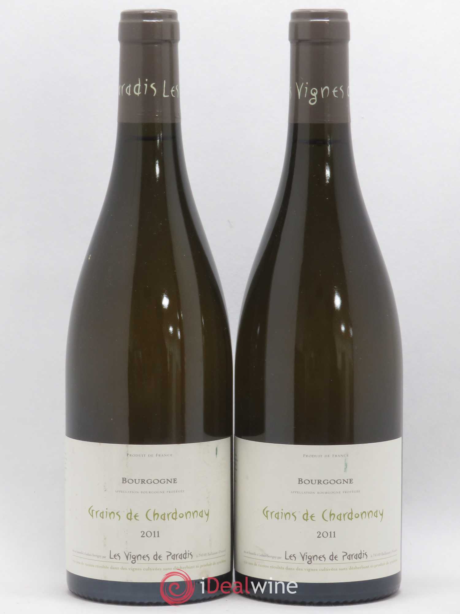 Bourgogne Grains de Chardonnay Les Vignes de Paradis (sans prix de réserve) 2011 - Posten von 2 Flaschen - 0