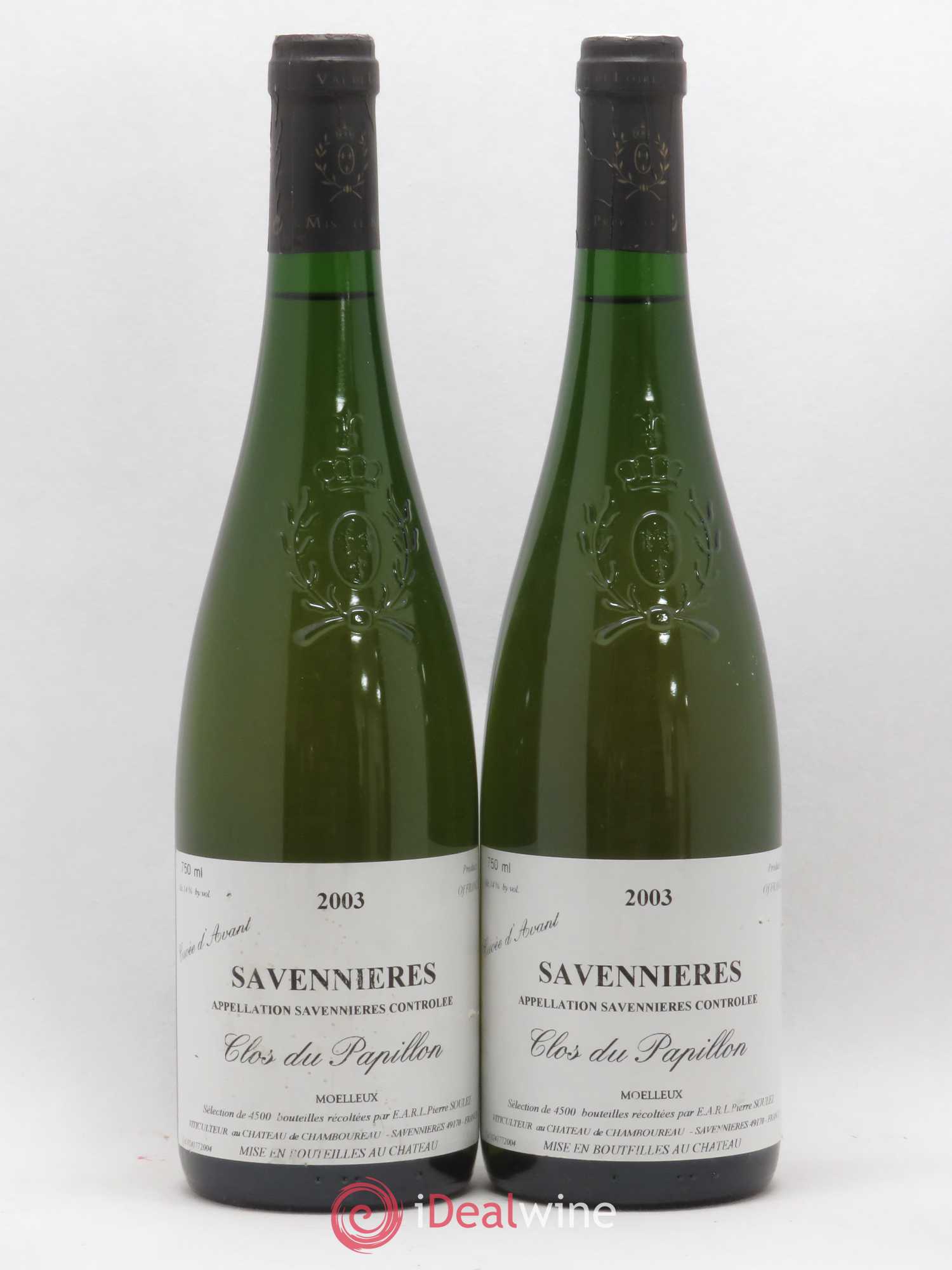 Savennières Clos du Papillon Cuvée d'avant Château de Chamboureau (senza prezzo di riserva) 2003 - Lotto di 2 bottiglie - 0
