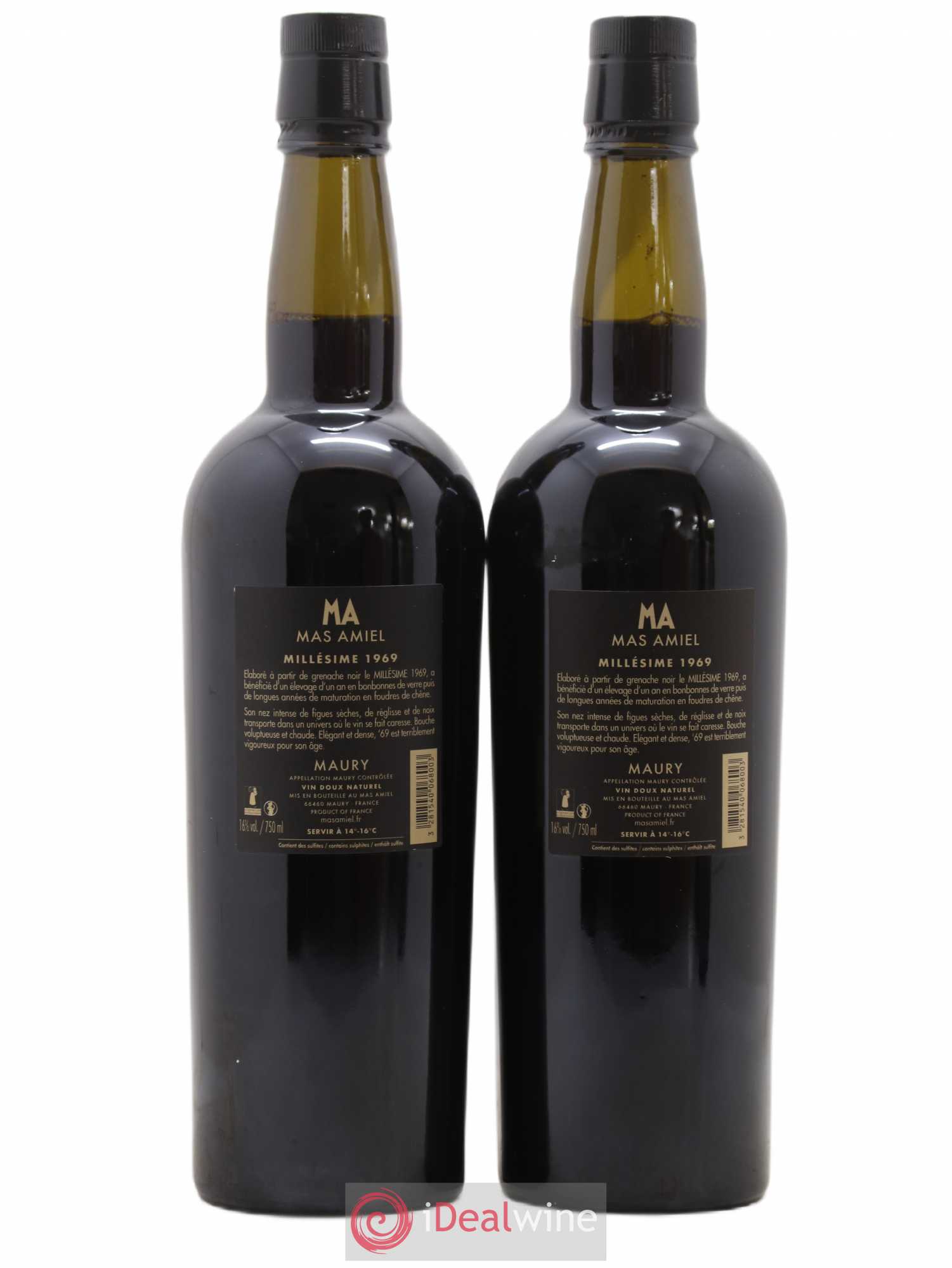 Maury Mas Amiel Vintage  (sans prix de réserve) 1969 - Lot de 2 bouteilles - 1