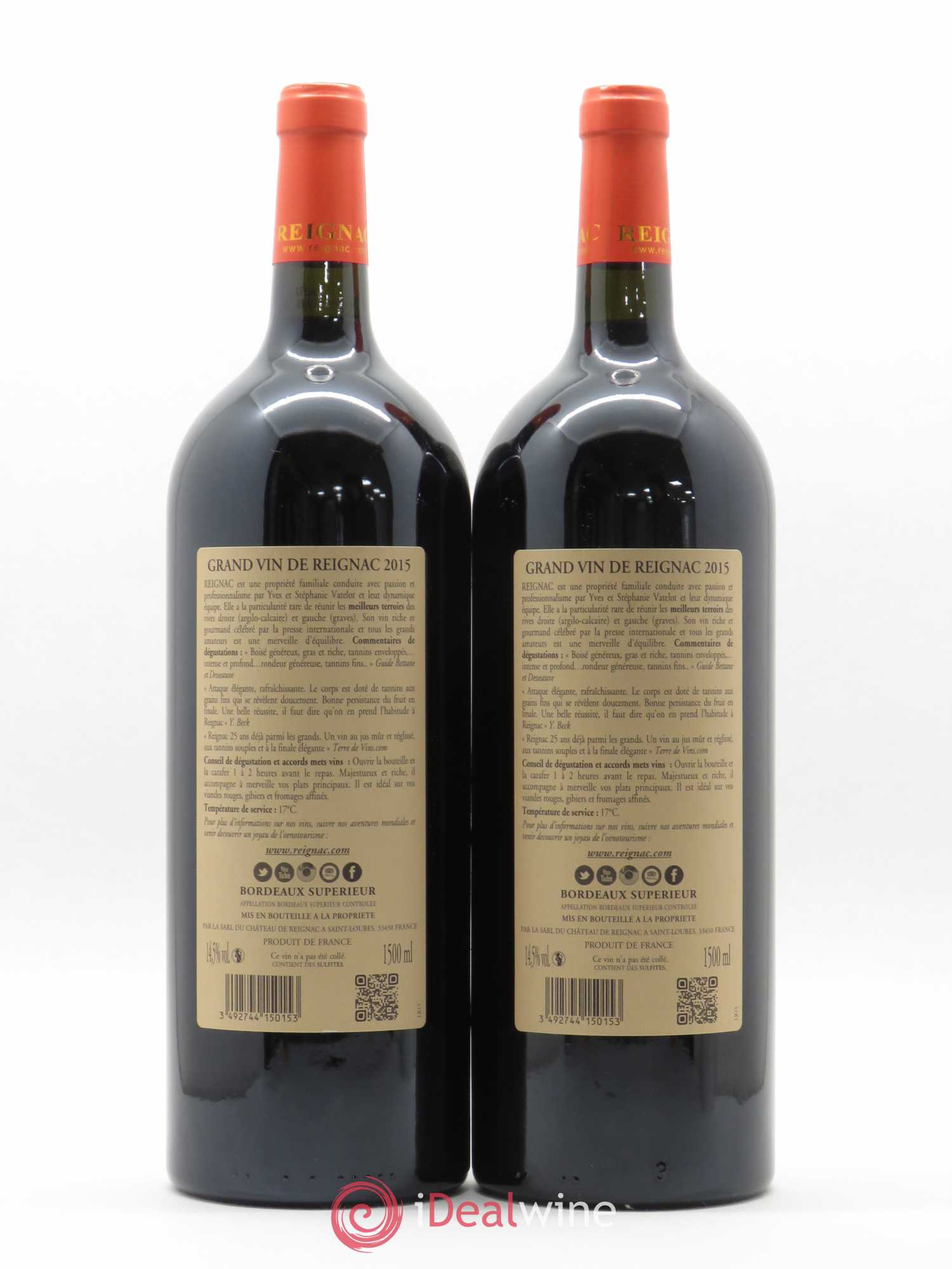 Grand vin de Reignac 2015 - Lot de 2 magnums - 1