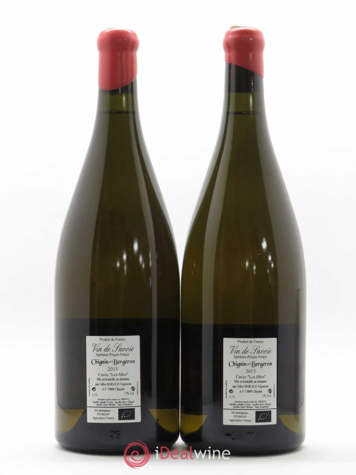 Vin de Savoie Chignin-Bergeron Les Filles Gilles Berlioz (sans prix de réserve) 2015 - Lot de 2 magnums - 1