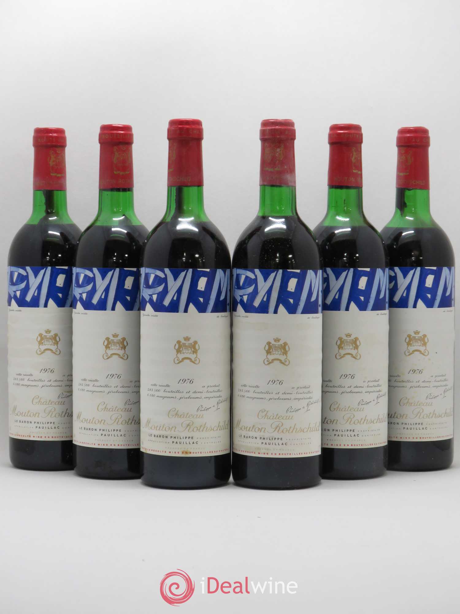 Château Mouton Rothschild 1er Grand Cru Classé 1976 - Lot de 6 bouteilles - 0