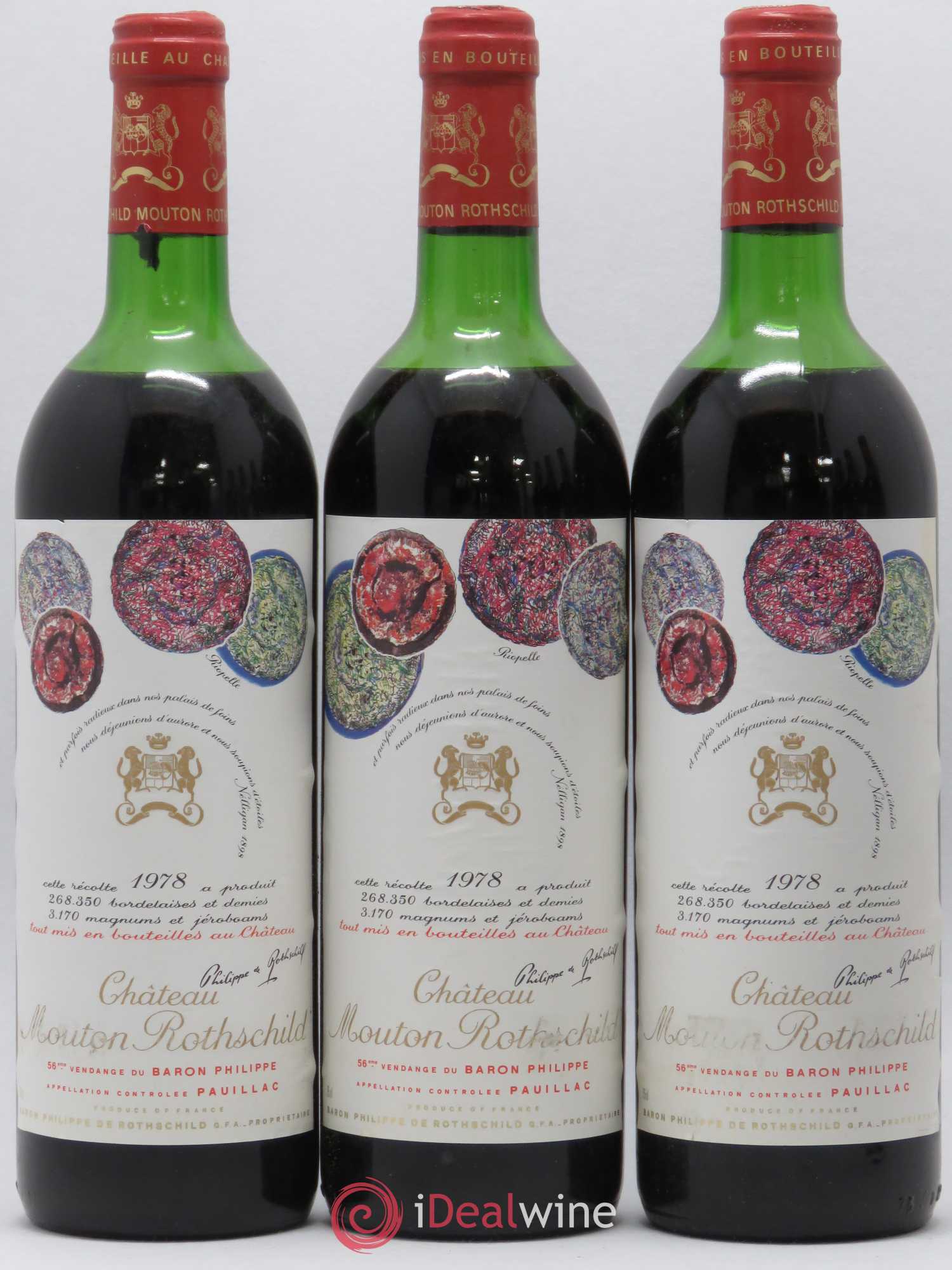 Château Mouton Rothschild 1er Grand Cru Classé 1978 - Lot de 6 bouteilles - 1