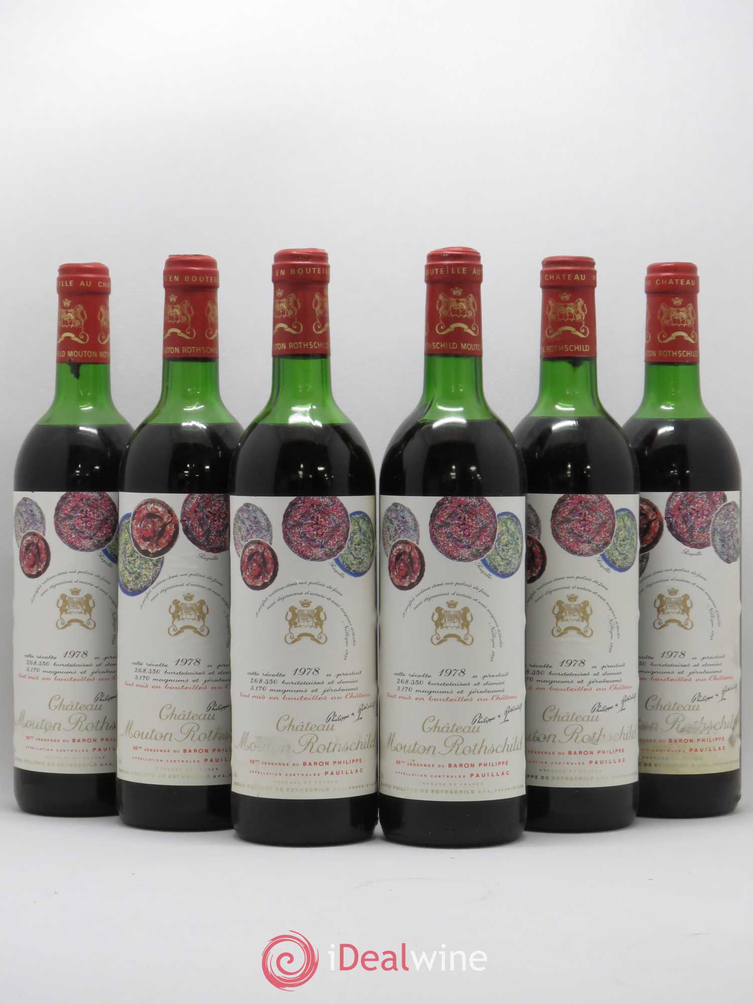 Château Mouton Rothschild 1er Grand Cru Classé 1978 - Lot de 6 bouteilles - 0