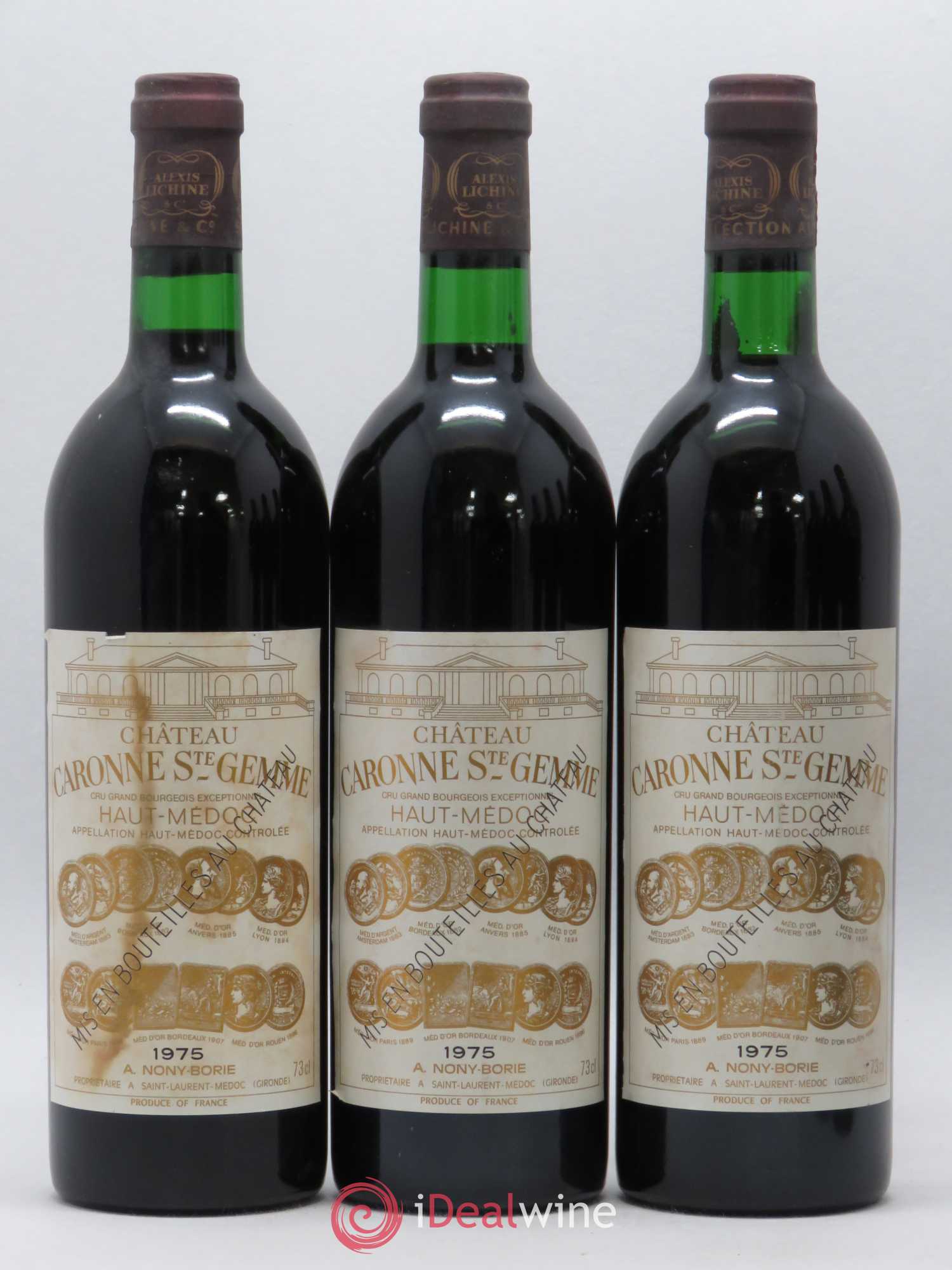 Château Caronne Sainte-Gemme Cru Bourgeois 1975 - Lot de 6 bouteilles - 1