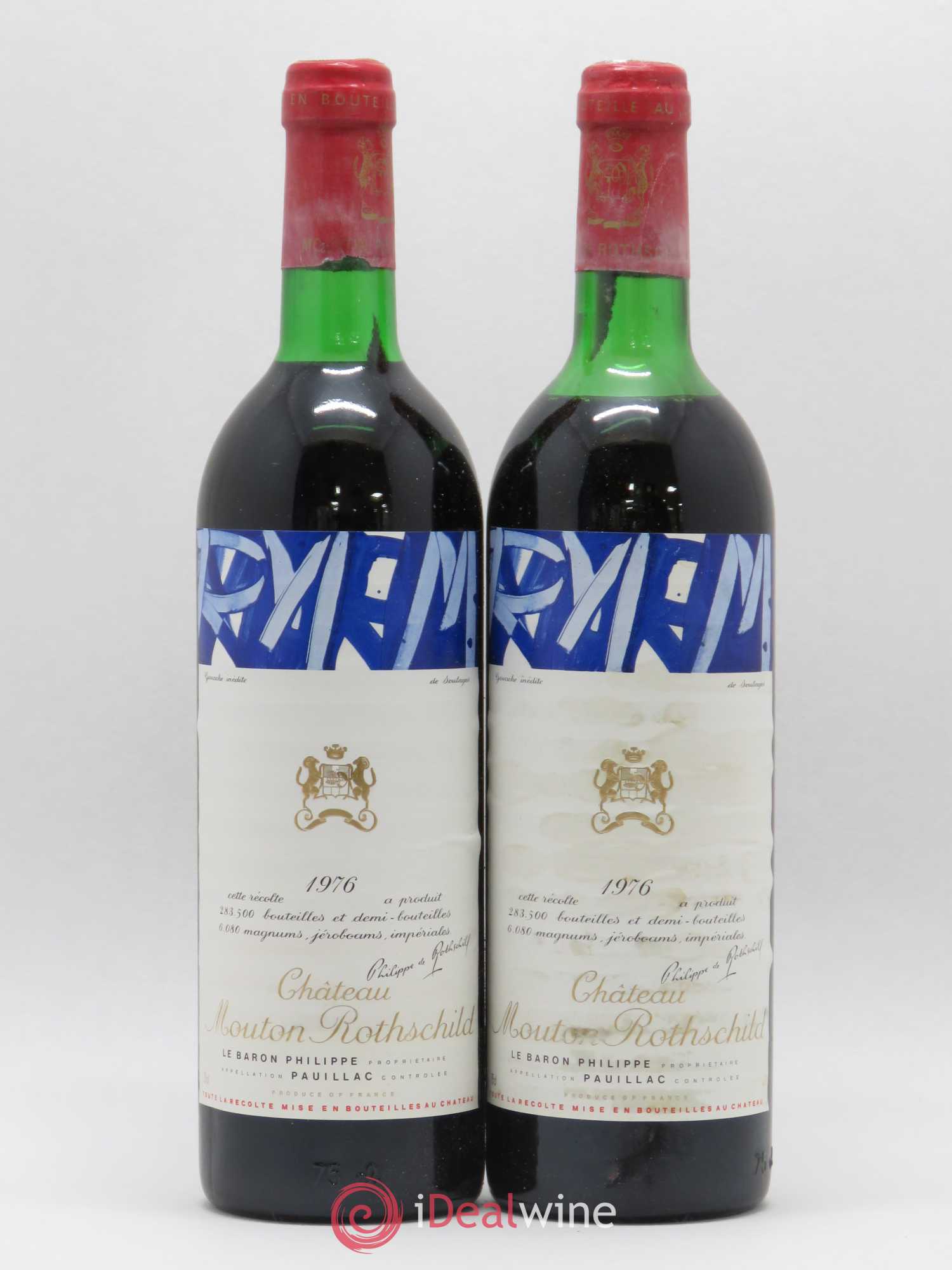 Château Mouton Rothschild 1er Grand Cru Classé 1976 - Lot de 2 bouteilles - 0