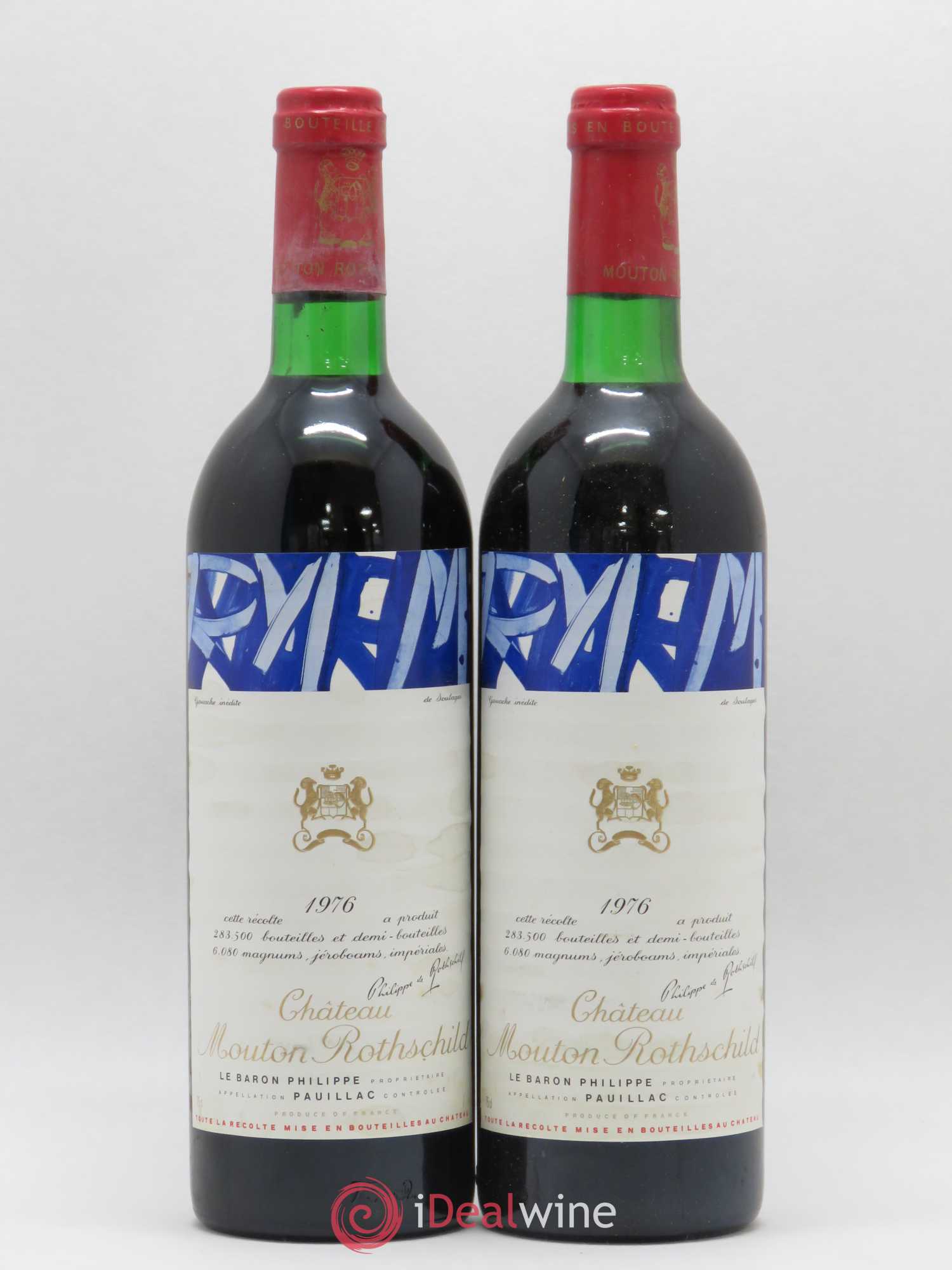Château Mouton Rothschild 1er Grand Cru Classé 1976 - Lot de 2 bouteilles - 0