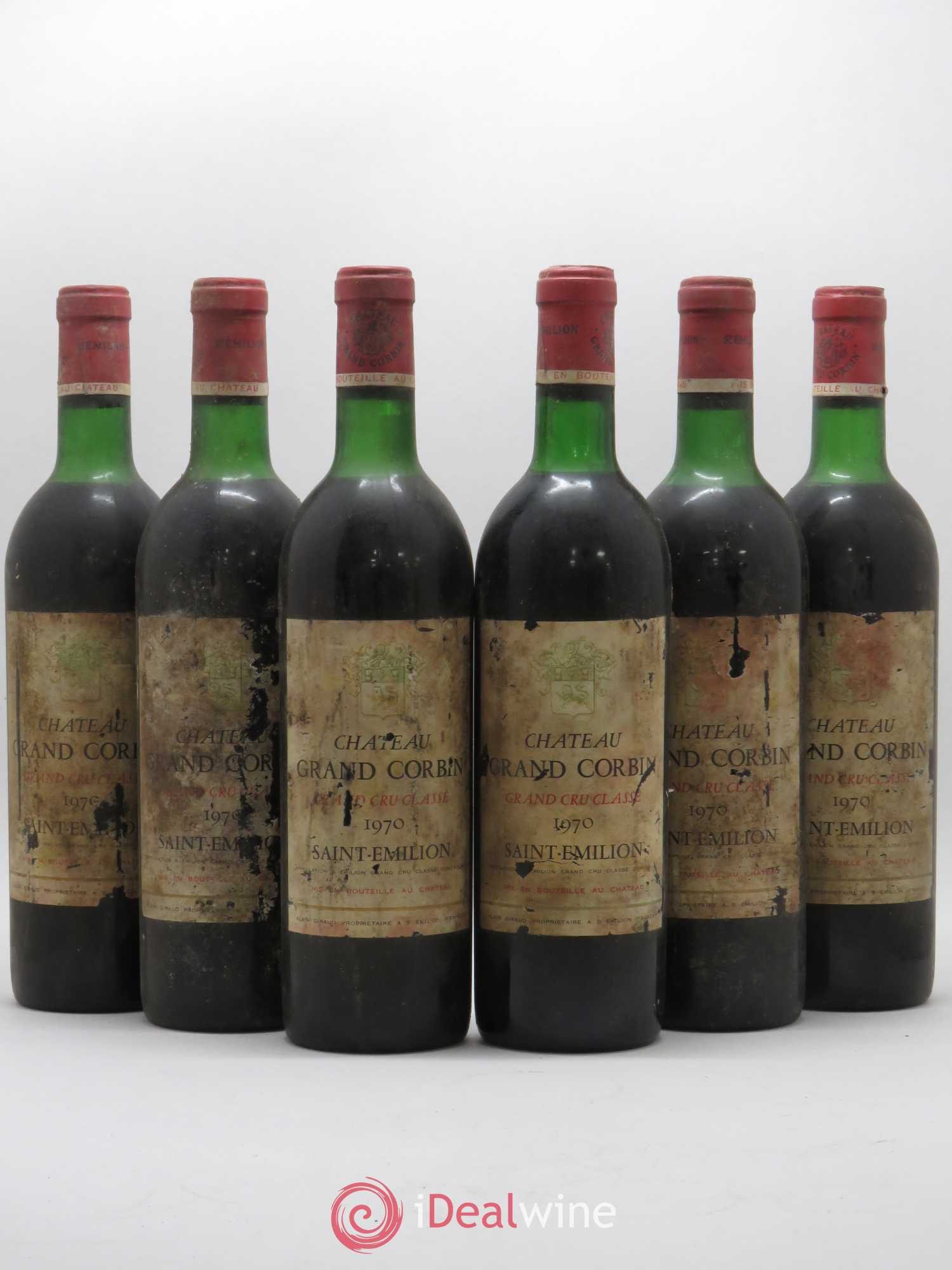 Château Grand Corbin Grand Cru Classé 1970 - Lot de 6 bouteilles - 0
